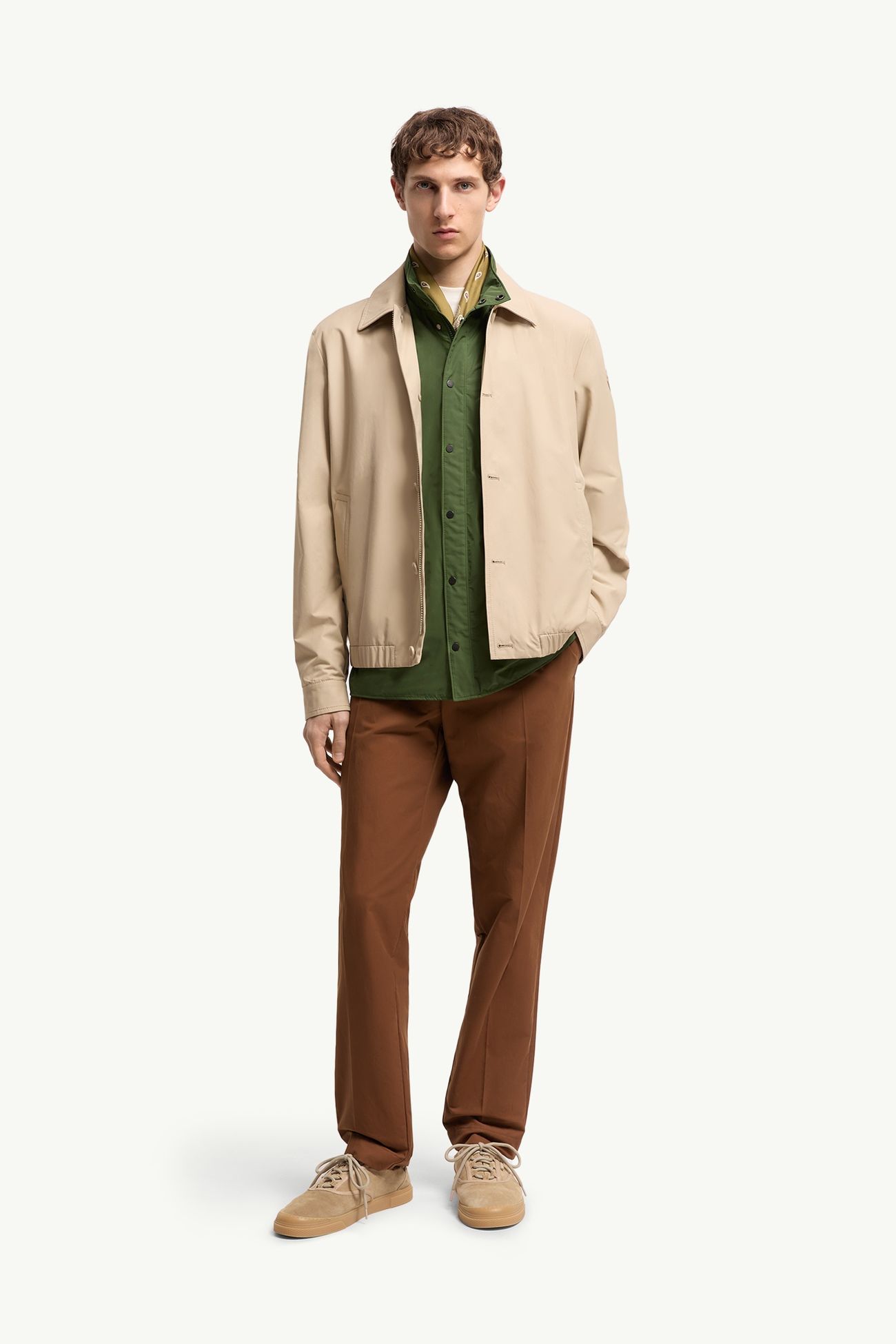 Technical Cotton Blend Pants Men Light Brown Moncler 0