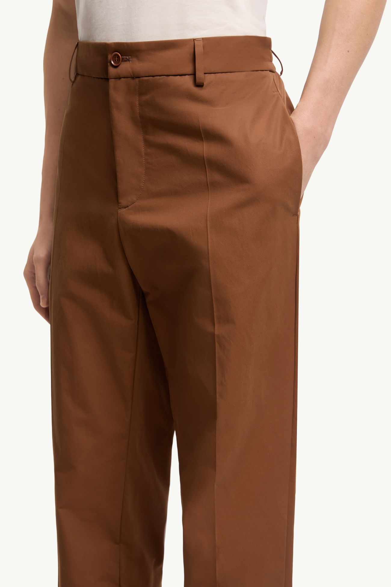 Technical Cotton Blend Trousers Men Light Brown Moncler 5