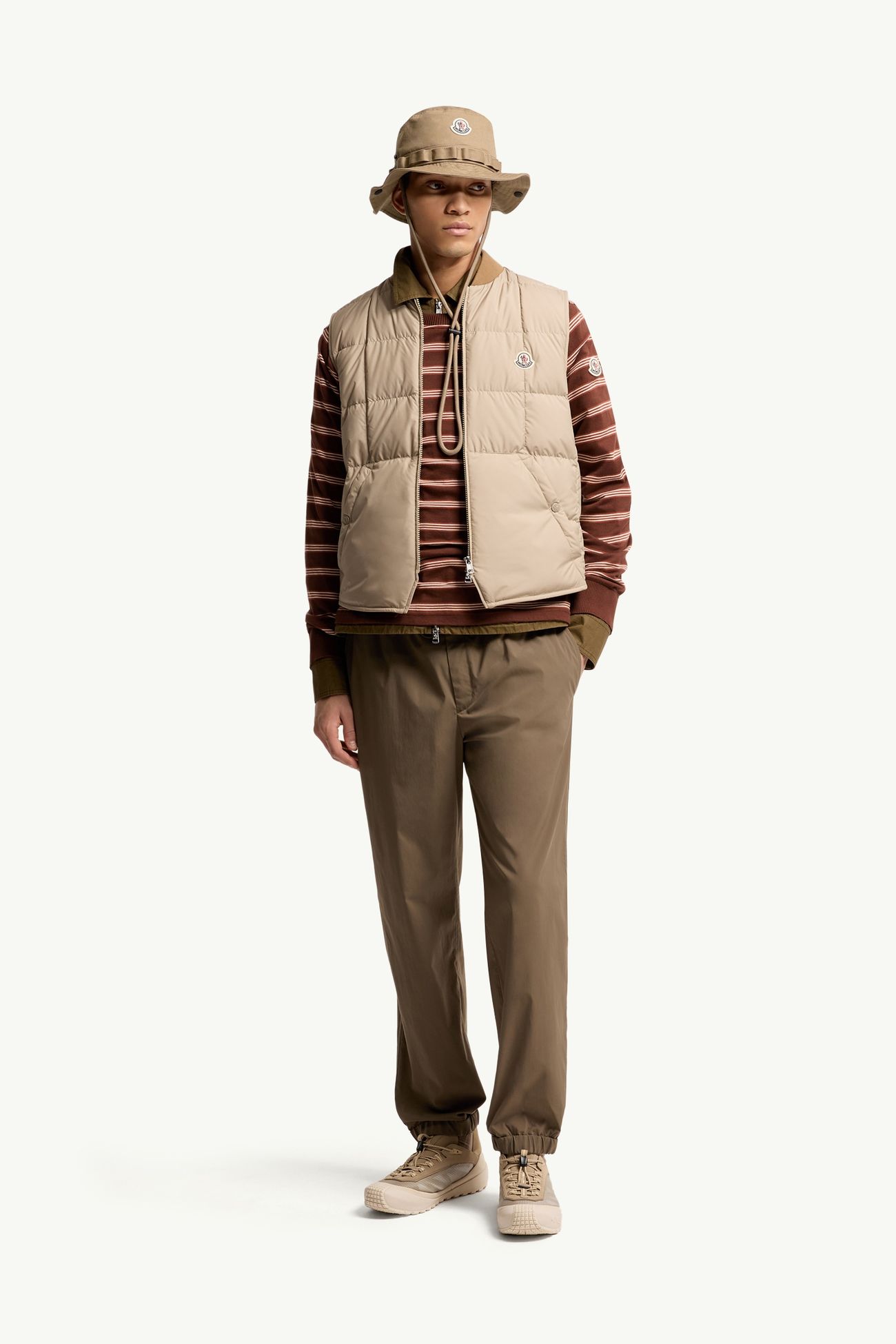 條紋彈性慢跑褲 男士 橄欖綠色 Moncler 0