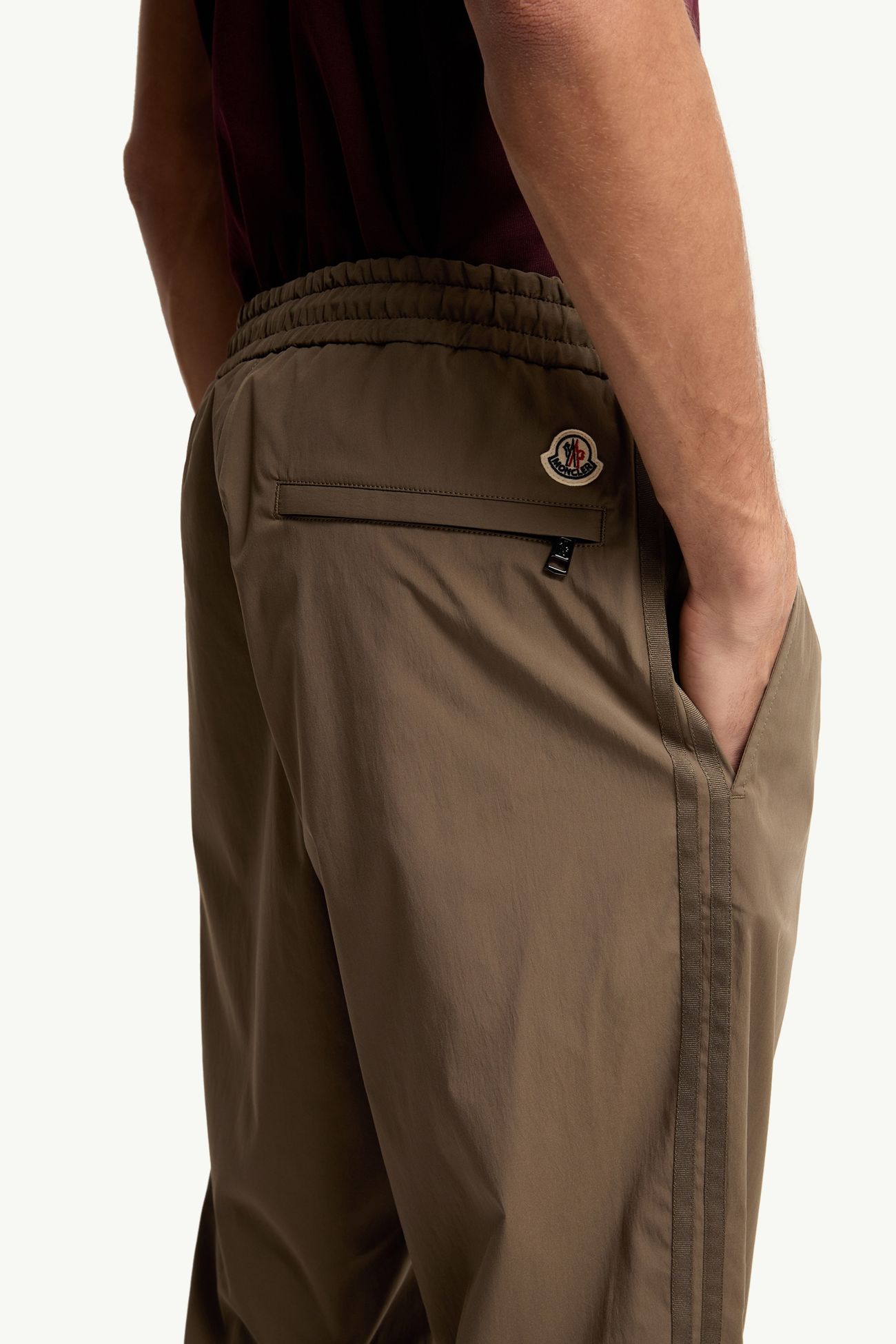 Pantalones deportivos elásticos de rayas Hombre Verde Oliva Moncler 5