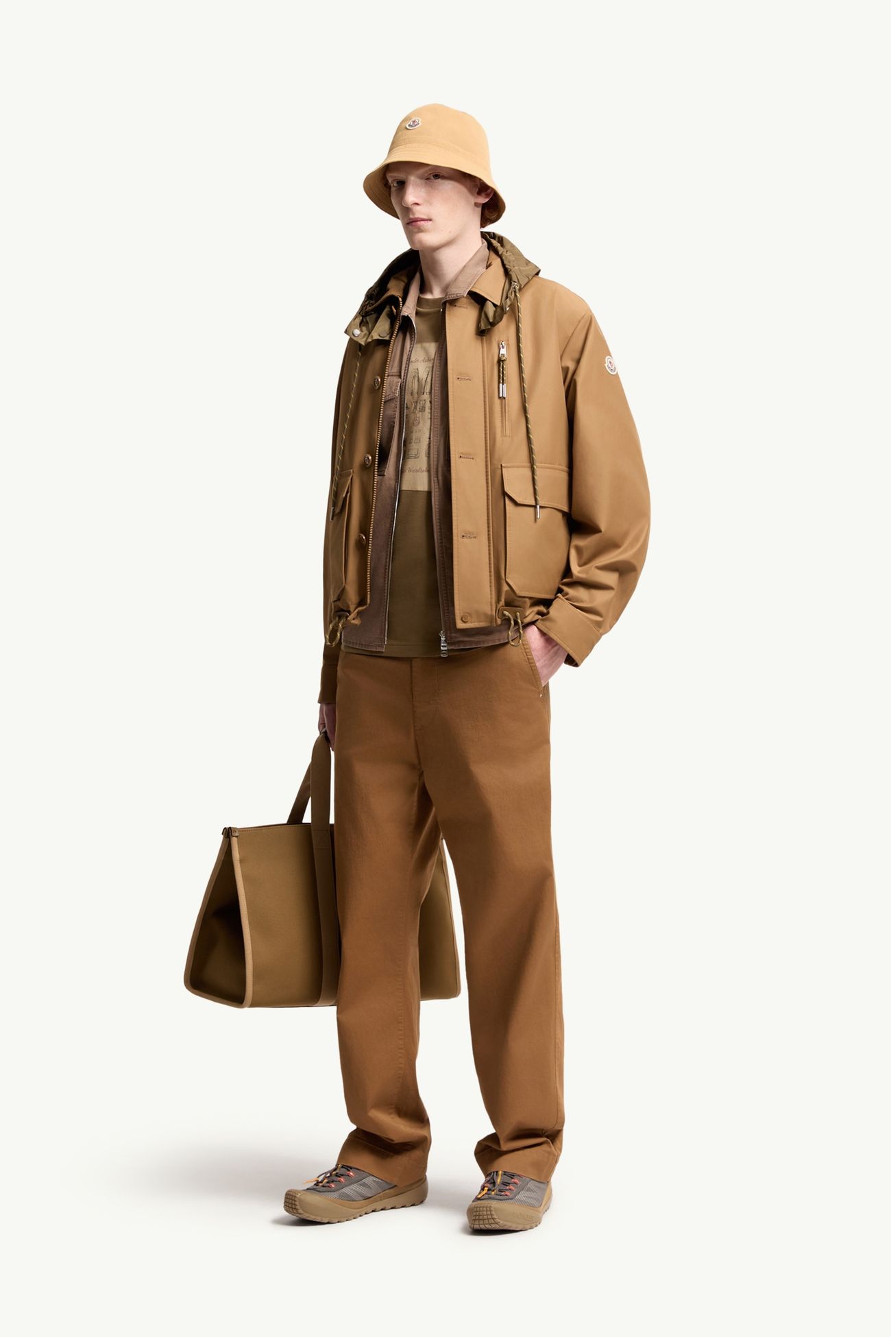 Pantalones de gabardina de mezcla de algodón Hombre Marrón claro Moncler 0