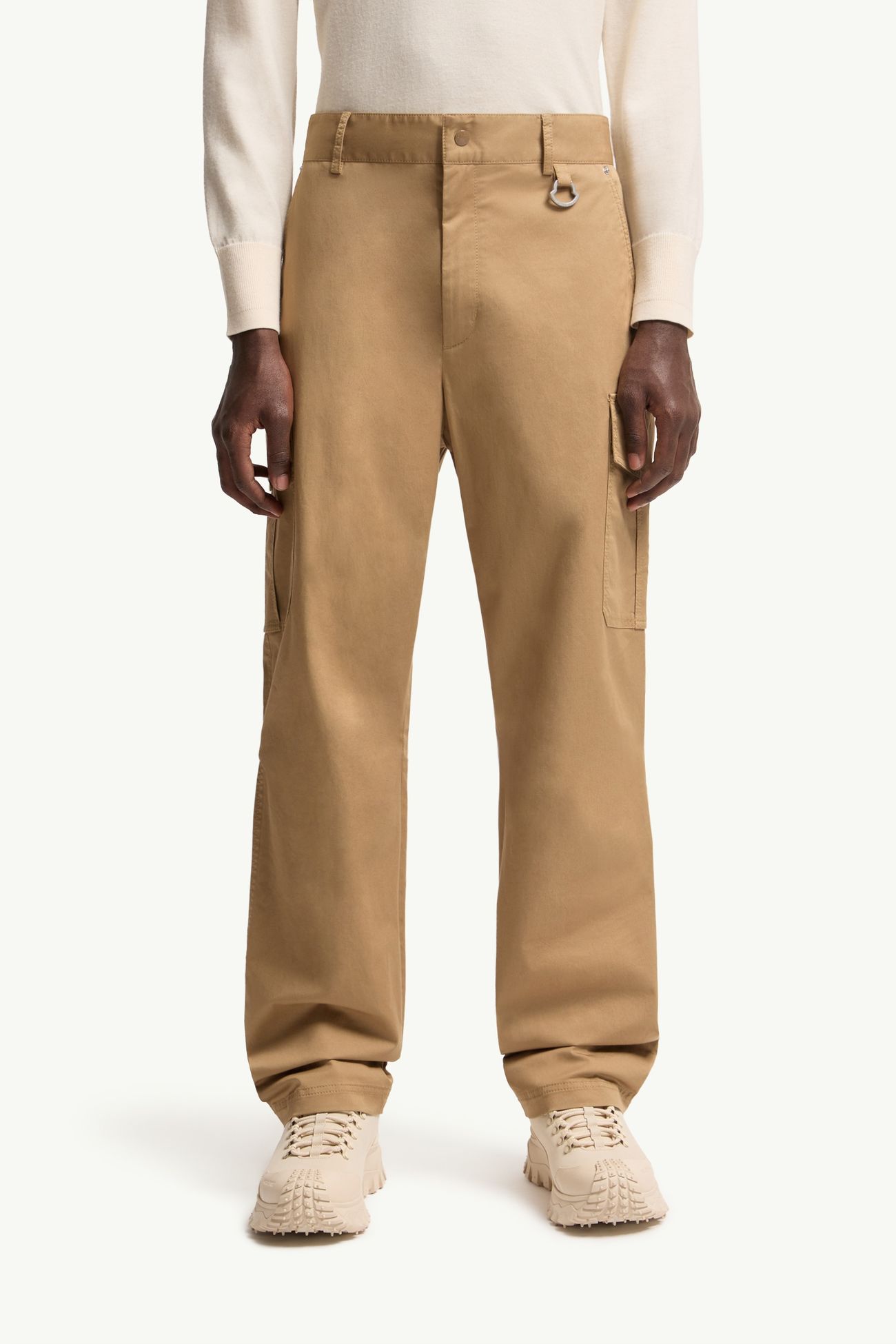 Pantaloni Cargo In Gabardine di Misto Cotone Uomo Beige Moncler 3