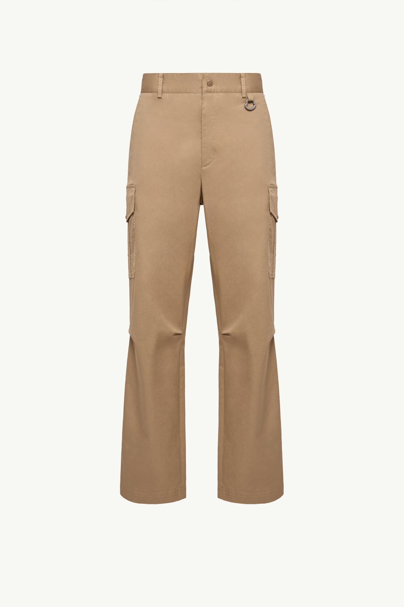 Cargo Cotton Blend Gabardine Trousers Men Beige Moncler