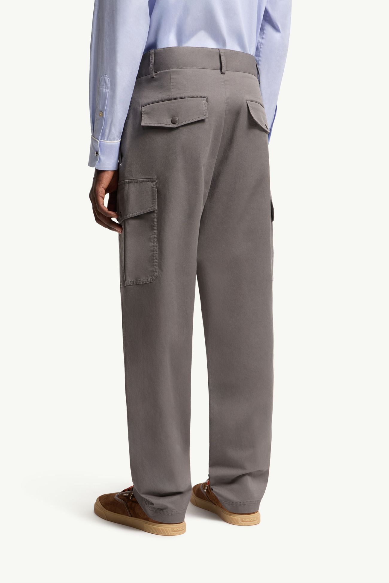 Cargo Cotton Blend Gabardine Trousers Men Gray Moncler 4