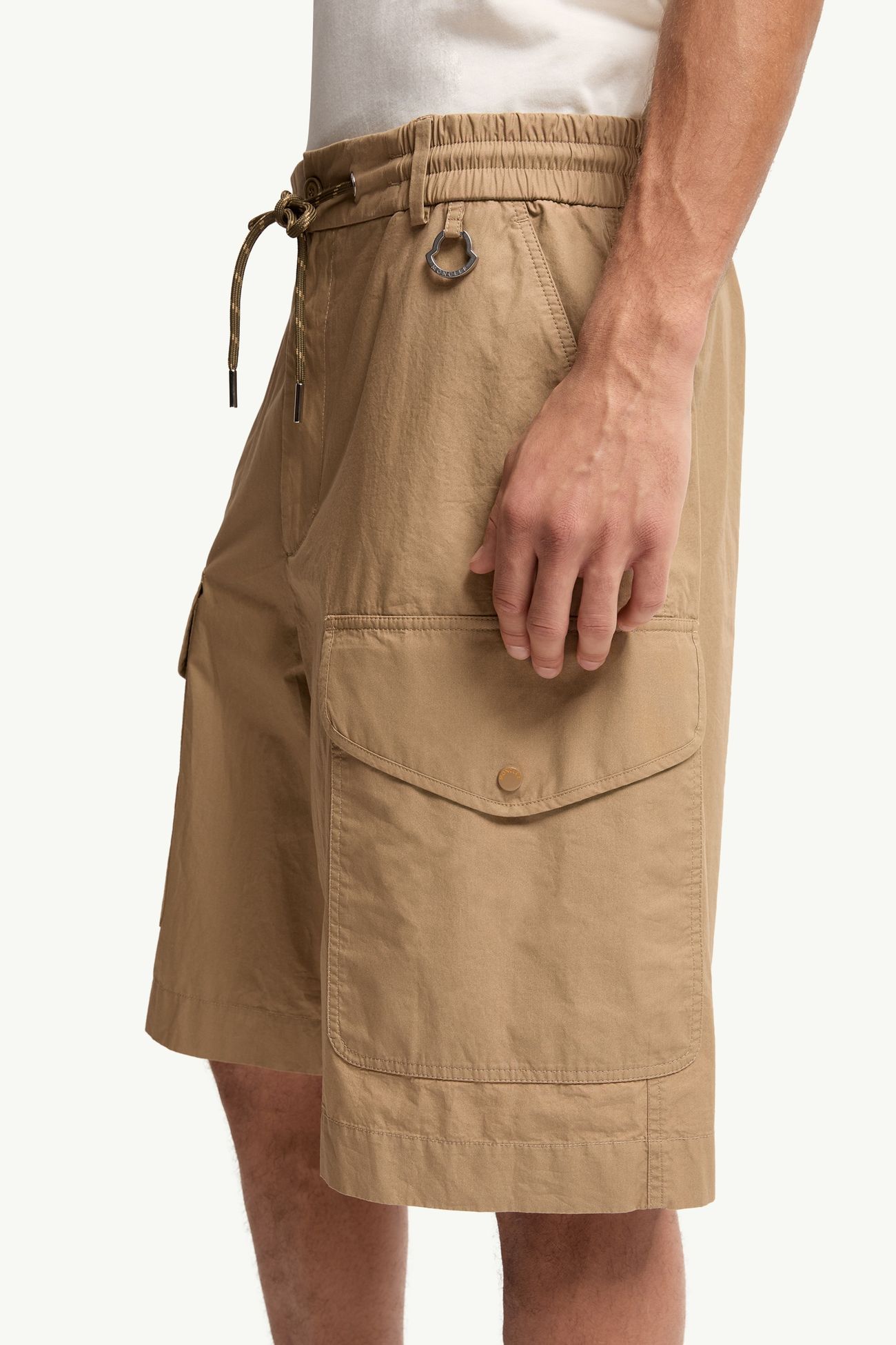 Cotton Poplin Cargo Shorts Men Beige Moncler 1