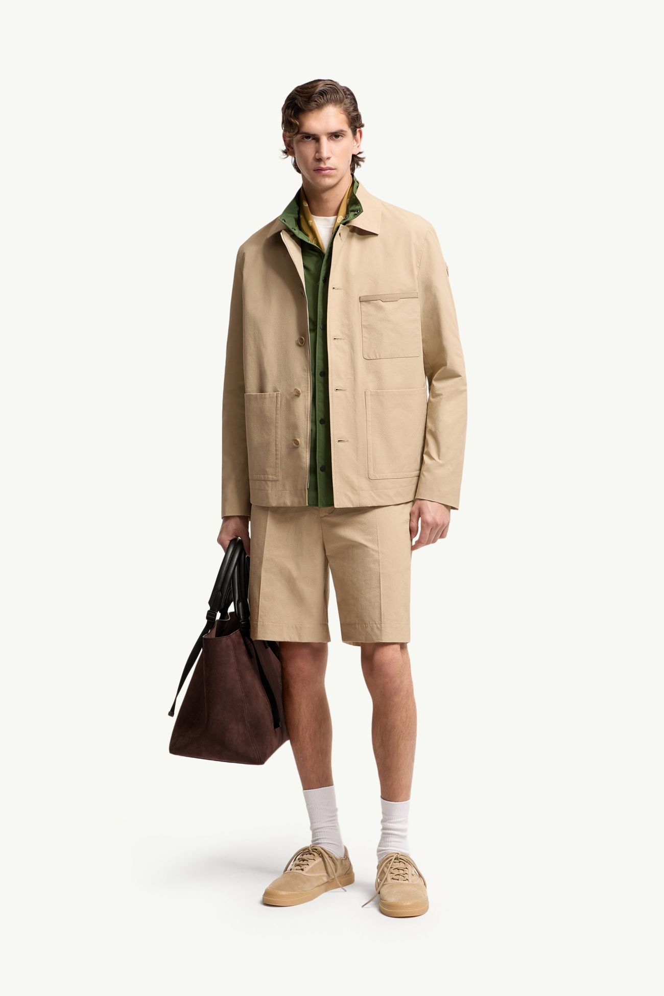Shorts aus Seersucker Herren Hellbeige Moncler 0