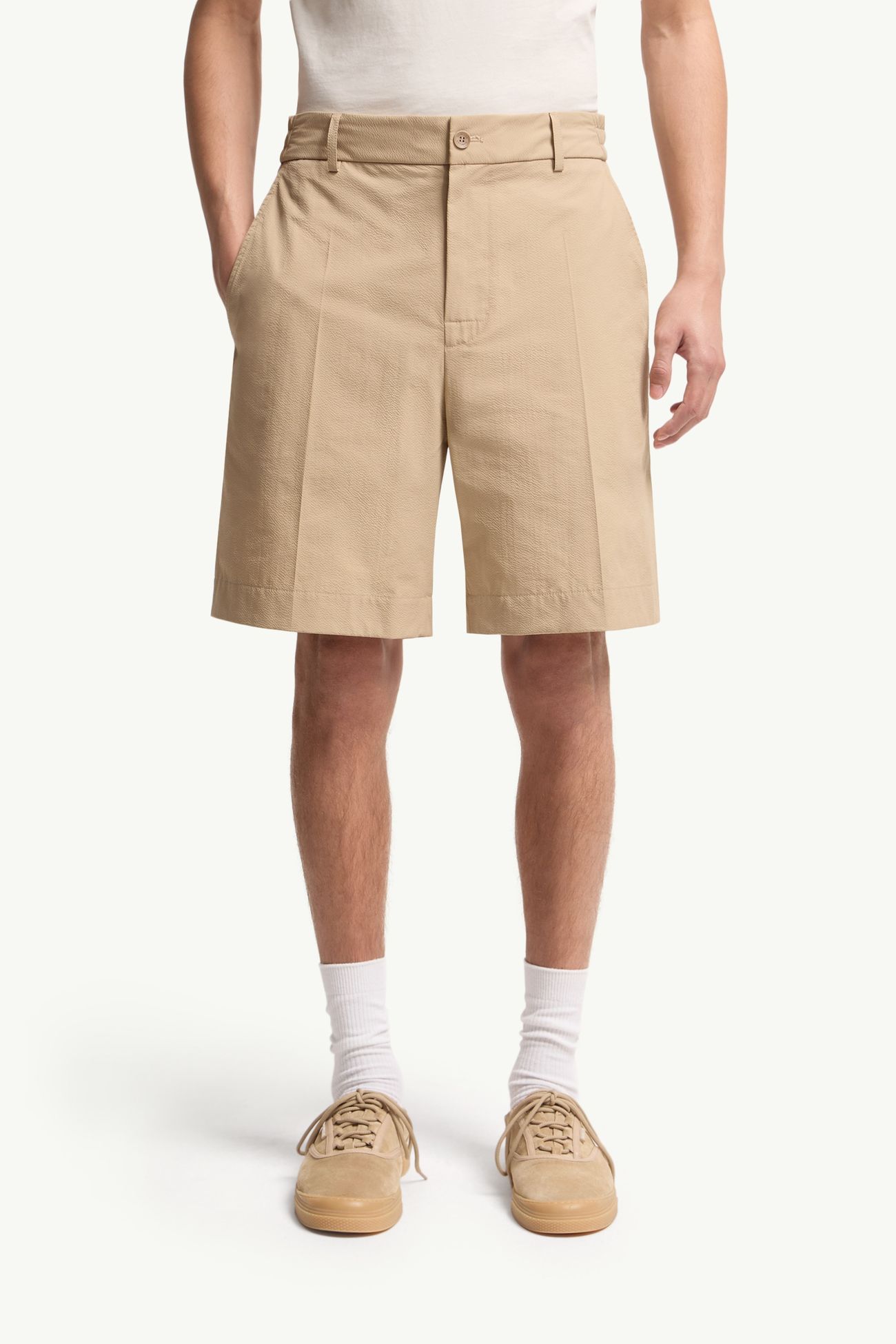 Shorts in seersucker Uomo Beige Chiaro Moncler 3