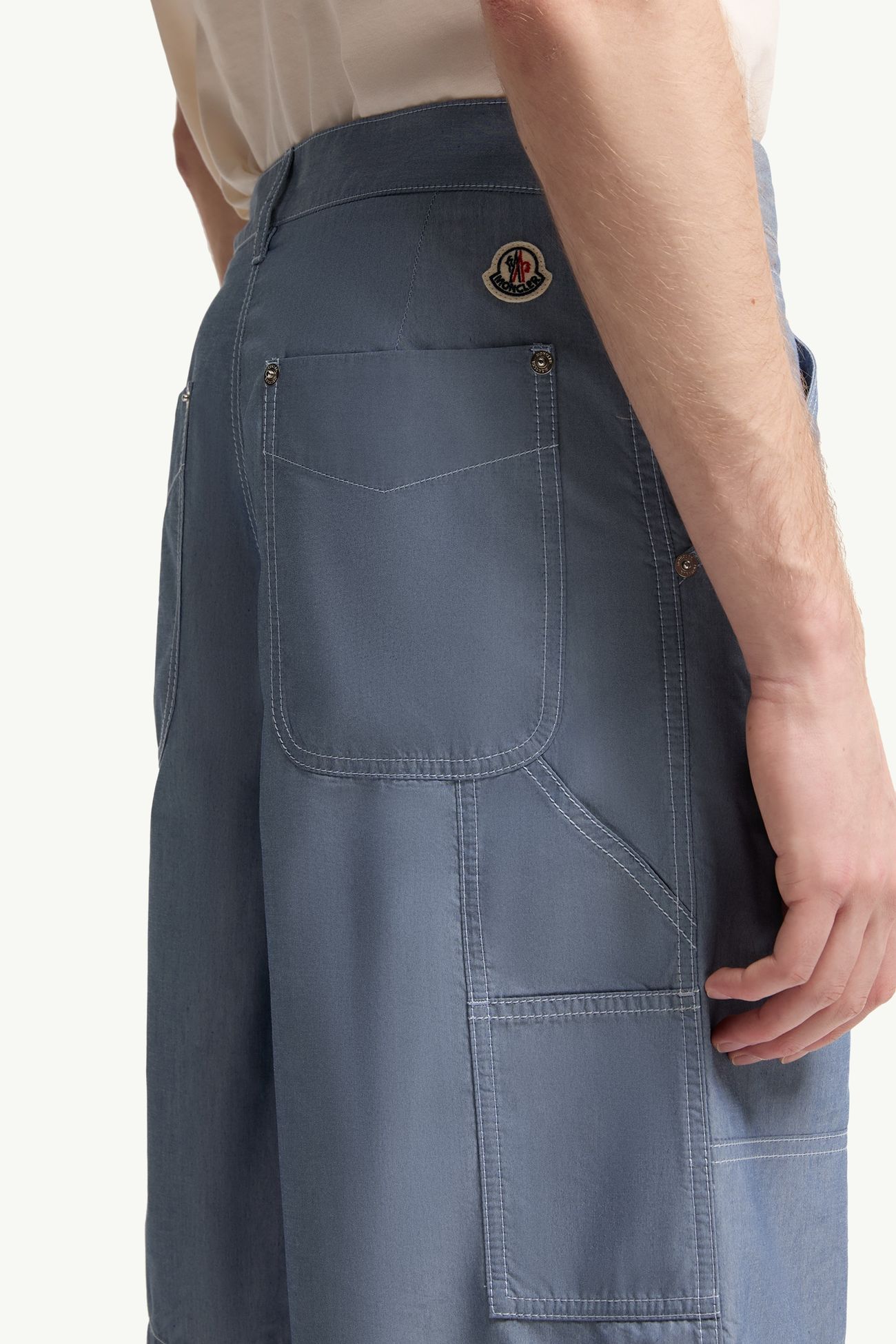 Chambray Cargo Shorts Men Powder Blue Moncler 5