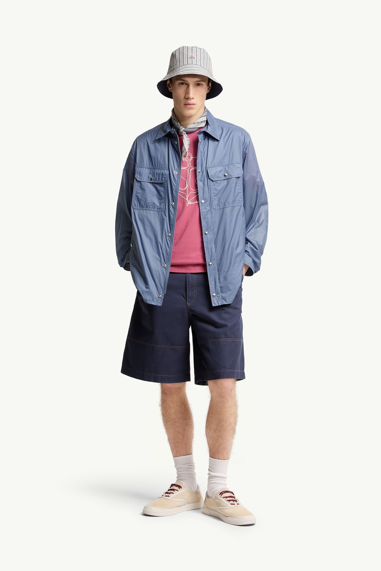 Cargoshorts aus Leinen- und Baumwollgabardine Herren Navyblau Moncler 0