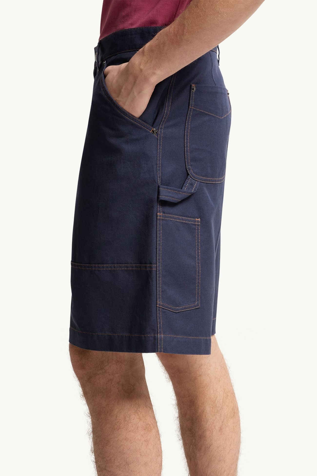 Shorts cargo de gabardina de lino y algodón Hombre Azul marino Moncler 1