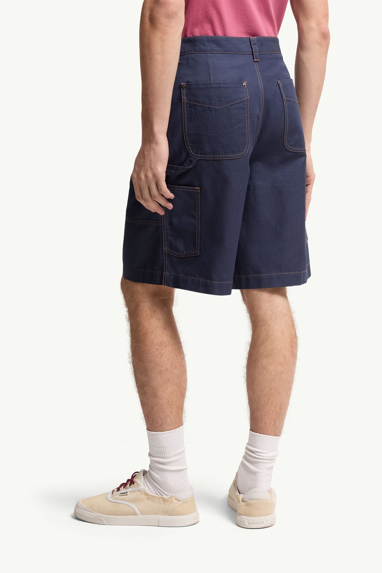 Short cargo en gabardine de lin et coton Hommes Bleu marine Moncler 4