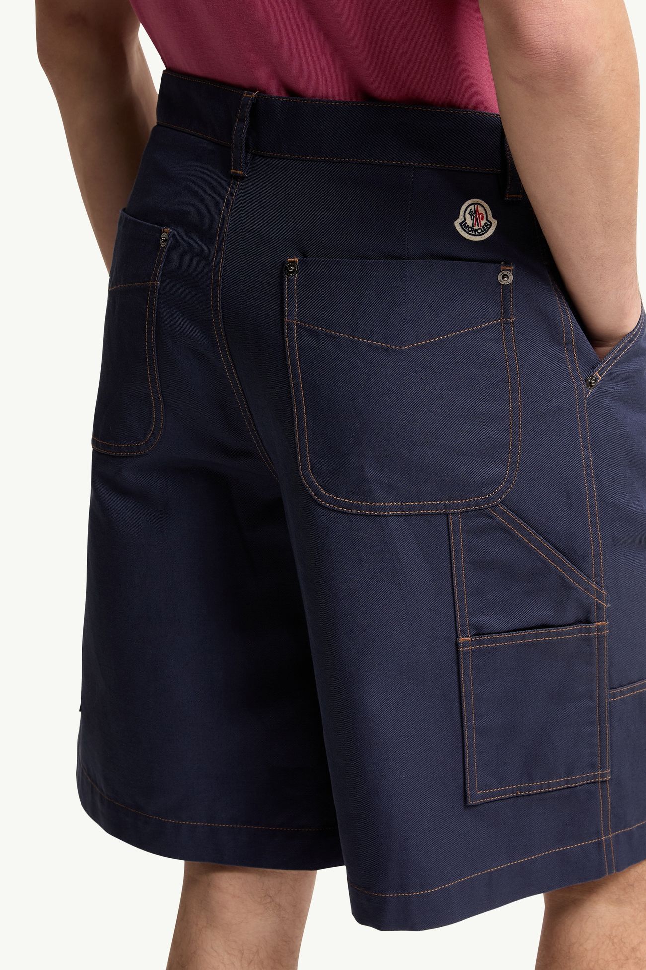 Linen & Cotton Gabardine Cargo Shorts Men Navy Blue Moncler 5