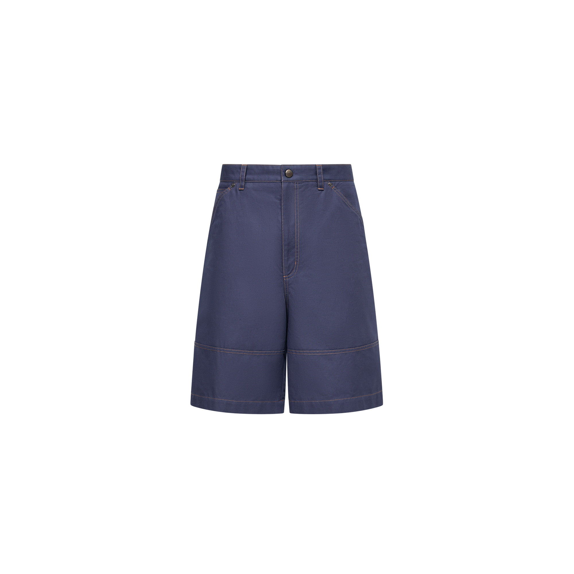 Moncler   Linen & Cotton Gabardine Cargo Shorts for Men in Blue, Size: 50