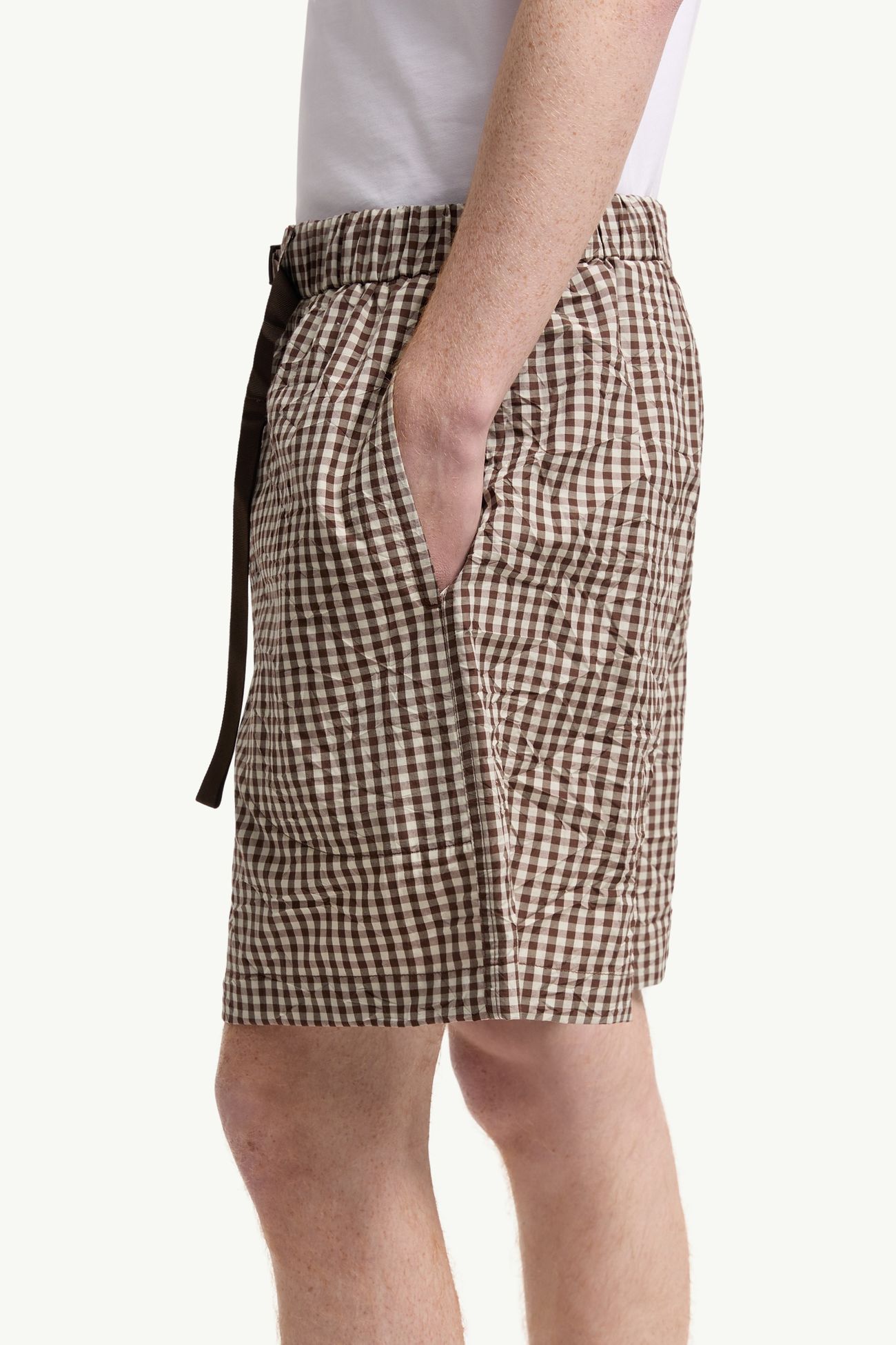 Vichy Cotton Blend Shorts Men White & Brown Moncler 1