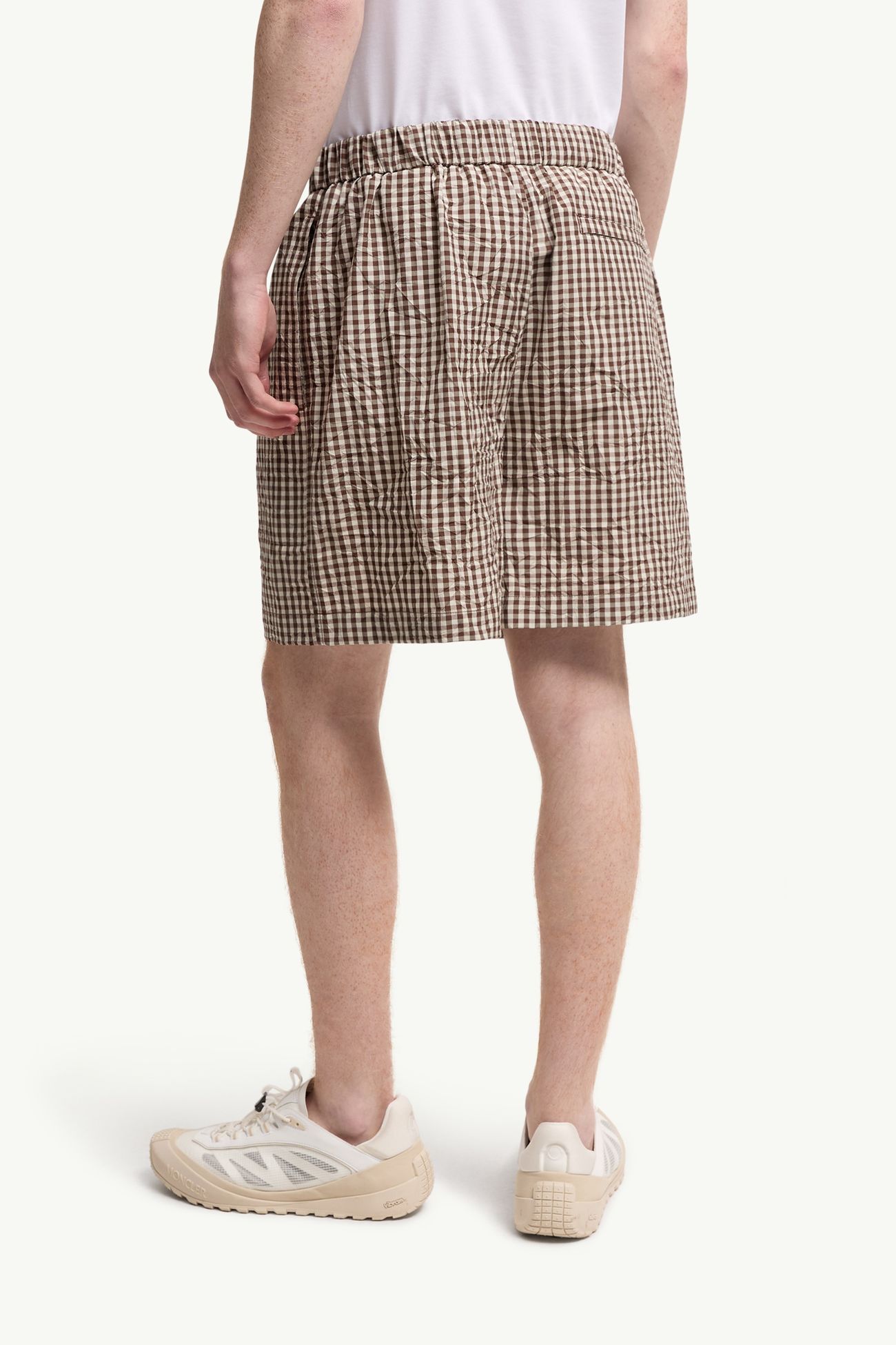 Shorts in misto cotone vichy Uomo Bianco & Marrone Moncler 4