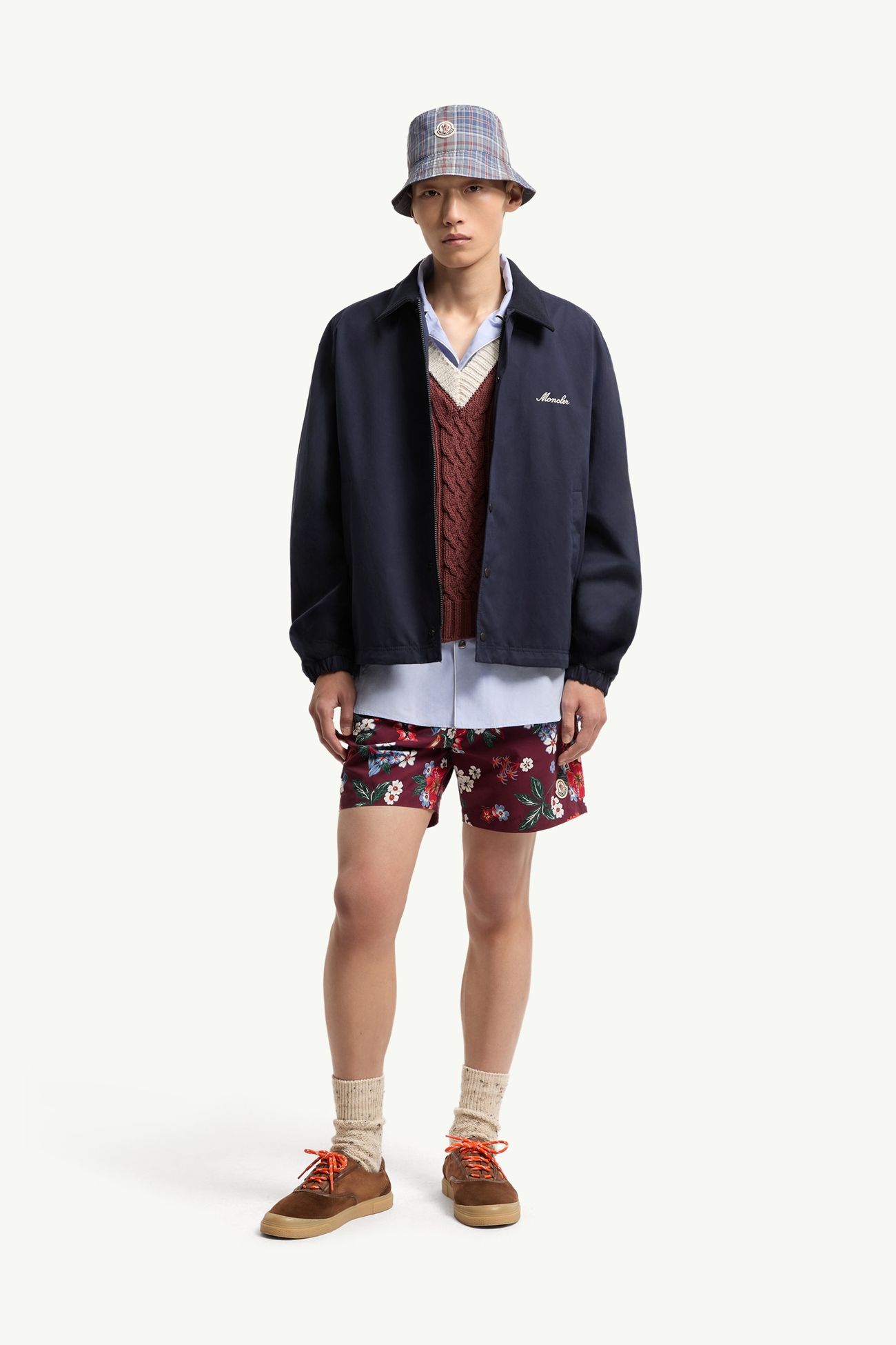 男士花卉印花游泳短裤 男士 波尔多红 Moncler 0