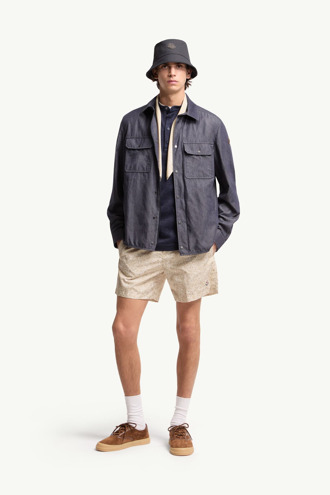 Bañador con estampado de cachemira Hombre Beige Claro Moncler 0