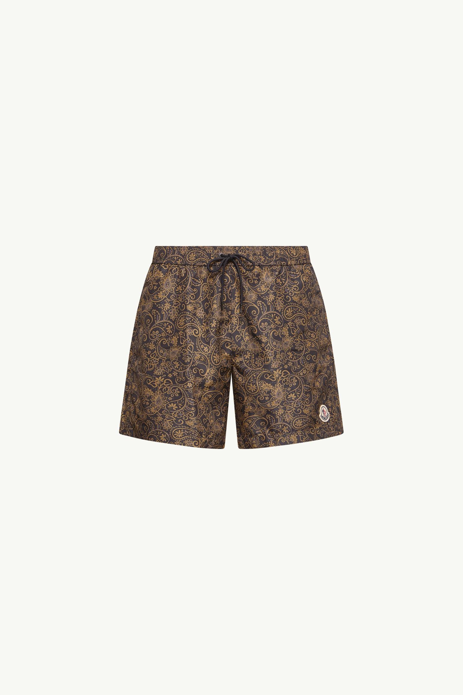Navy Blue Paisley Print Swim Shorts - Swimwear for Men | Moncler US