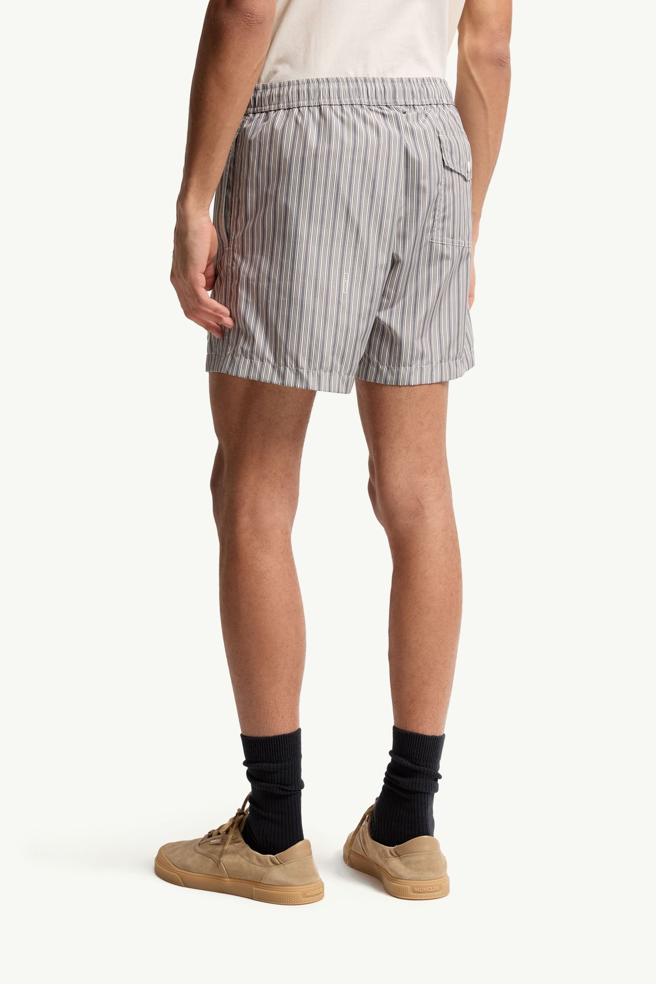 Striped Swim Shorts Men White & Blue Moncler 4