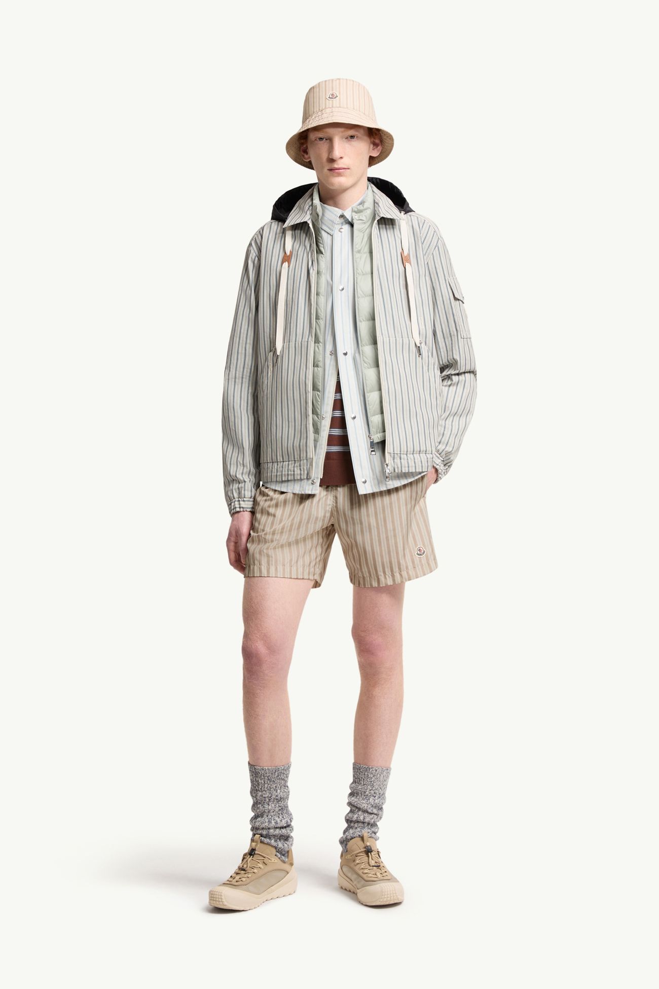 Short de bain rayé Hommes Beige Clair Moncler 0