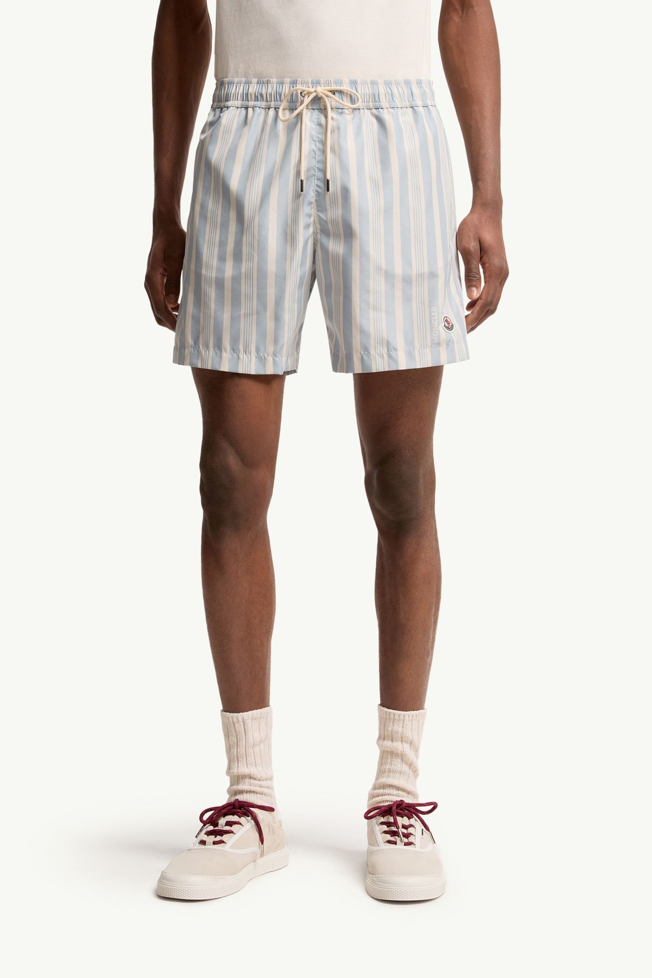 Striped Swim Shorts Men White & Blue Moncler 3