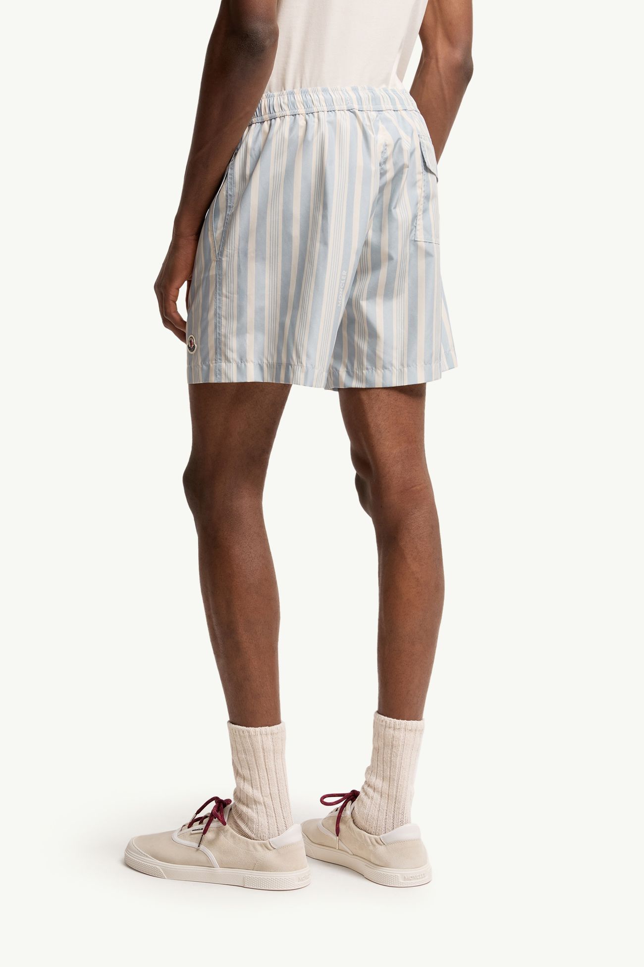 Striped Swim Shorts Men White & Blue Moncler 4