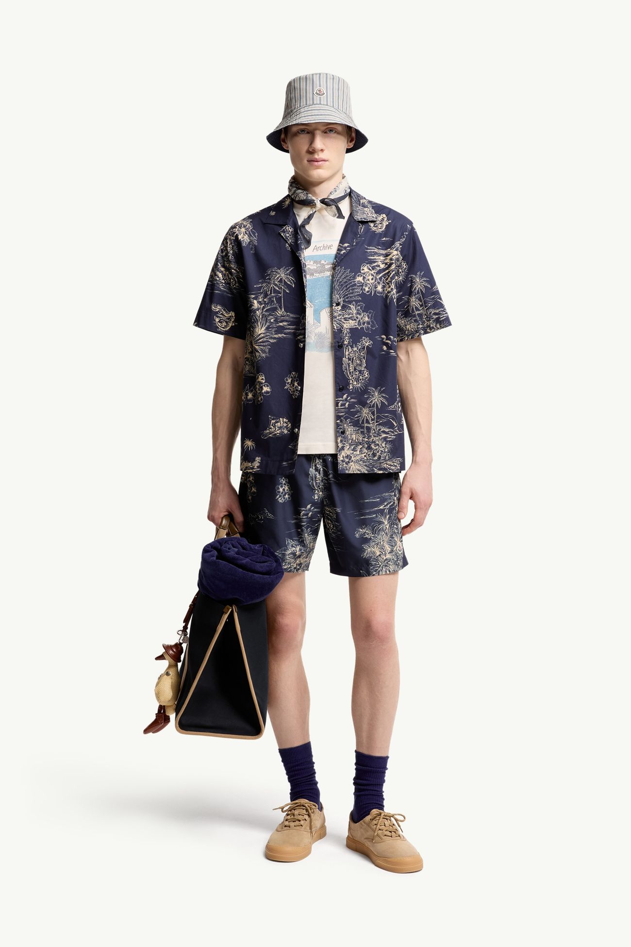 花卉印花游泳短褲 男士 海軍藍色 Moncler 0