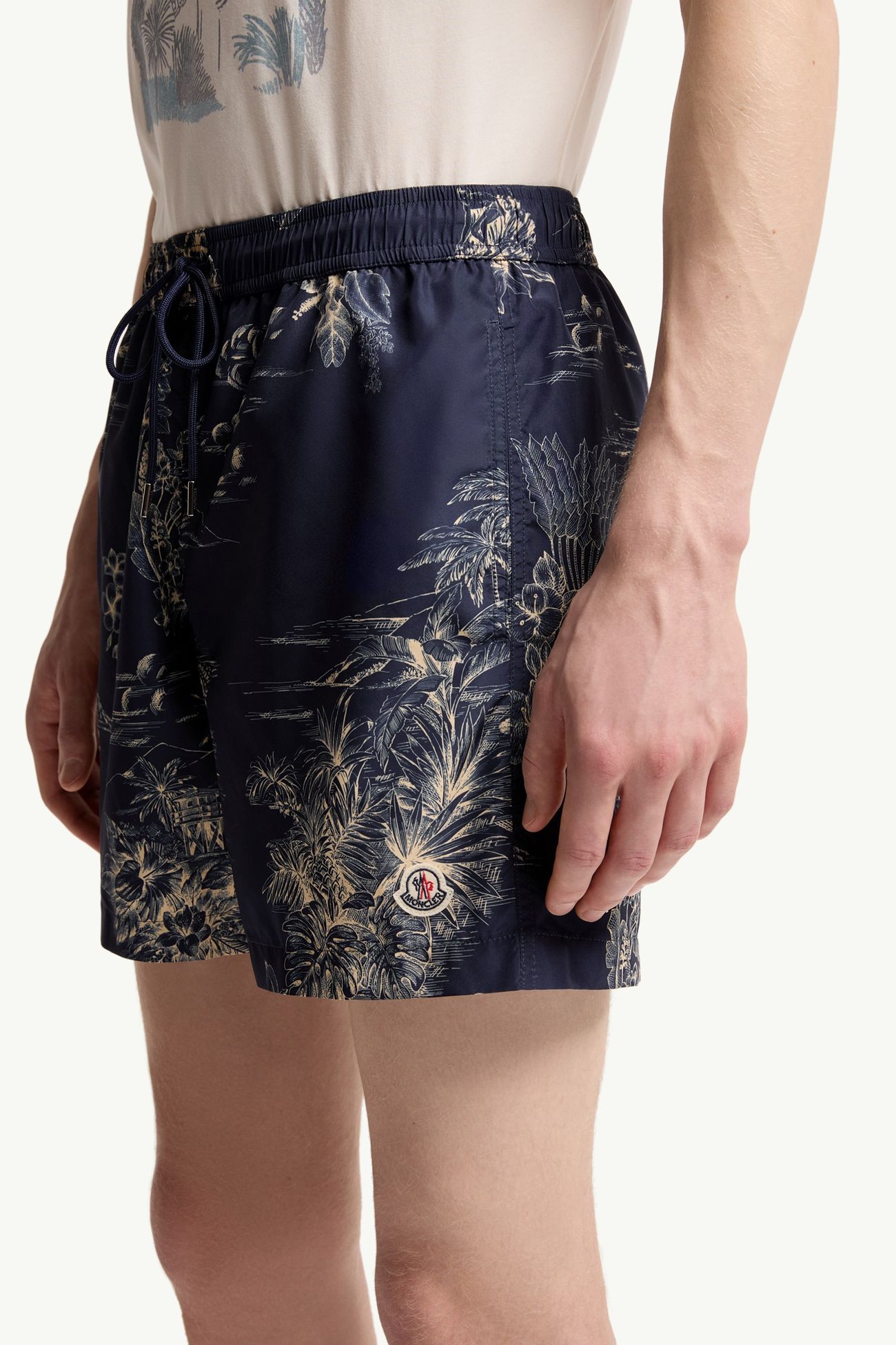 Floral Print Swim Shorts Men Navy Blue Moncler 1