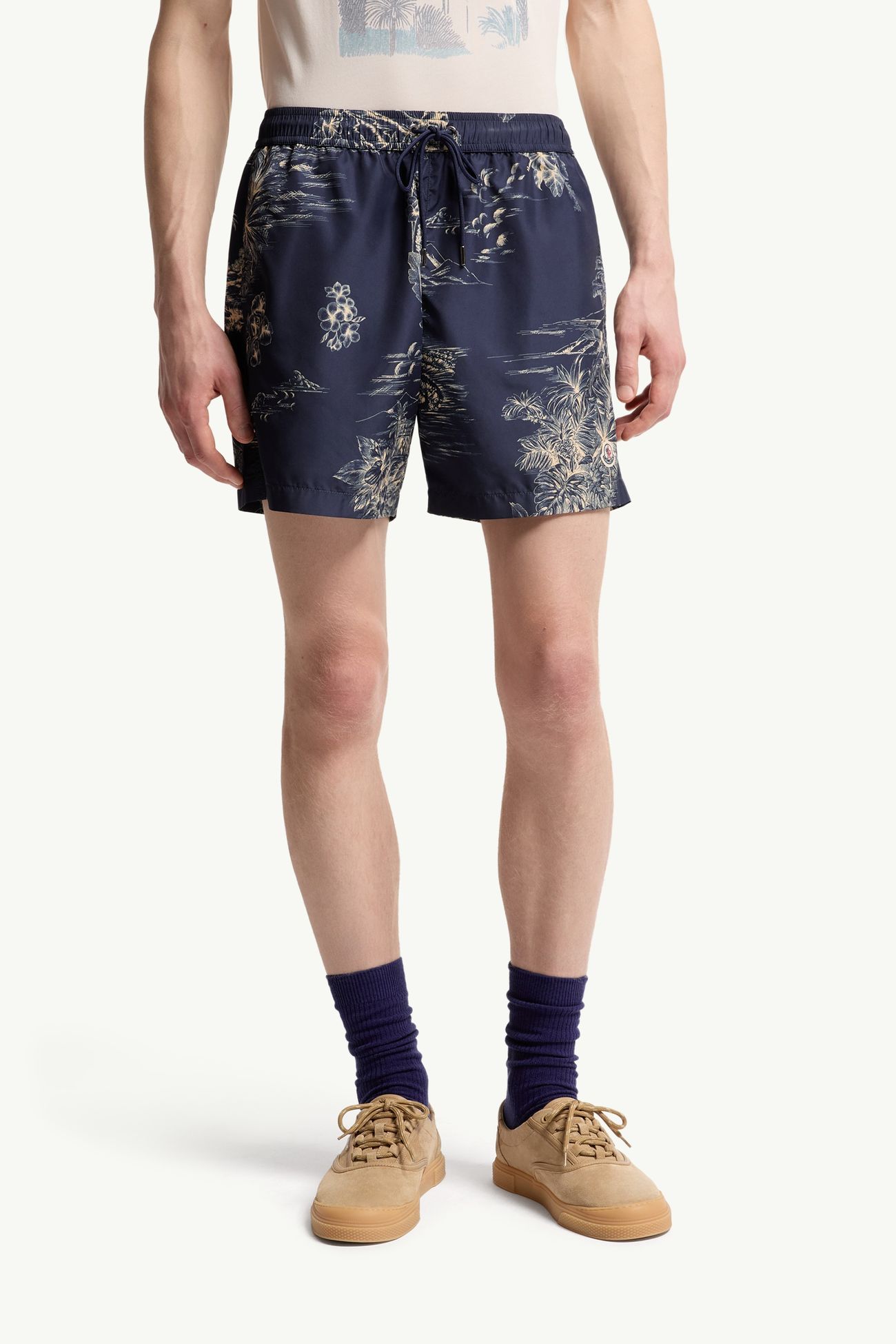 Shorts da bagno con stampa floreale Uomo Blu Navy Moncler 3