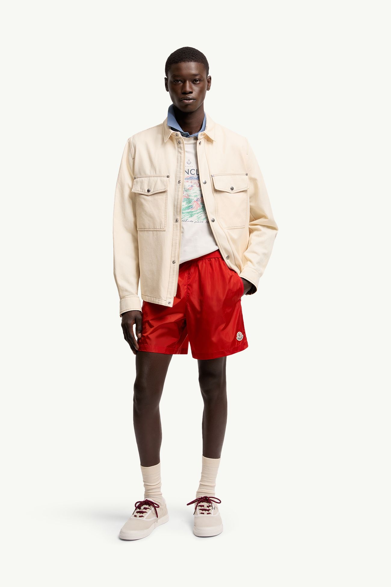 Logo Patch Swim Shorts Men Red Moncler 0