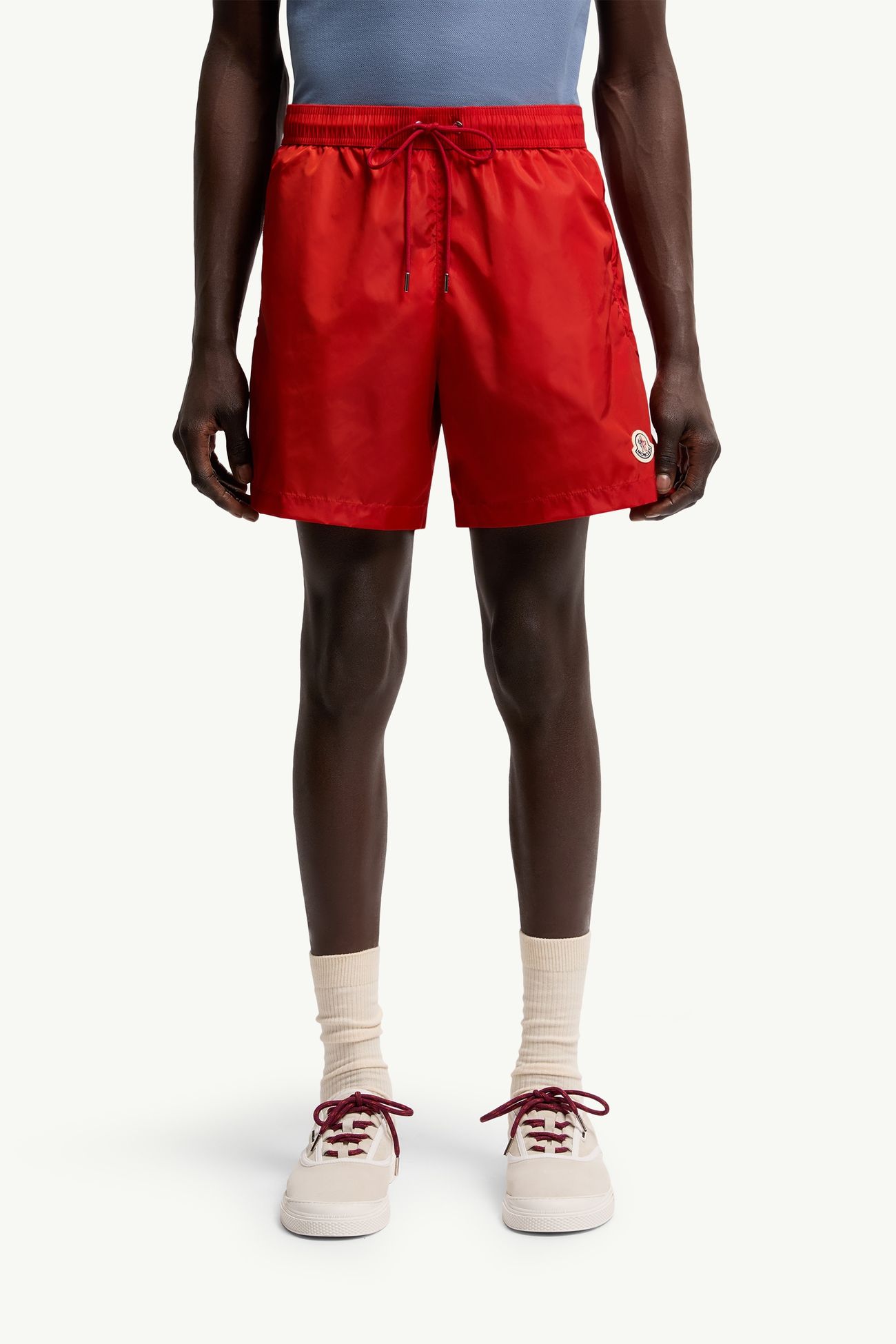 Logo Patch Swim Shorts Men Red Moncler 3
