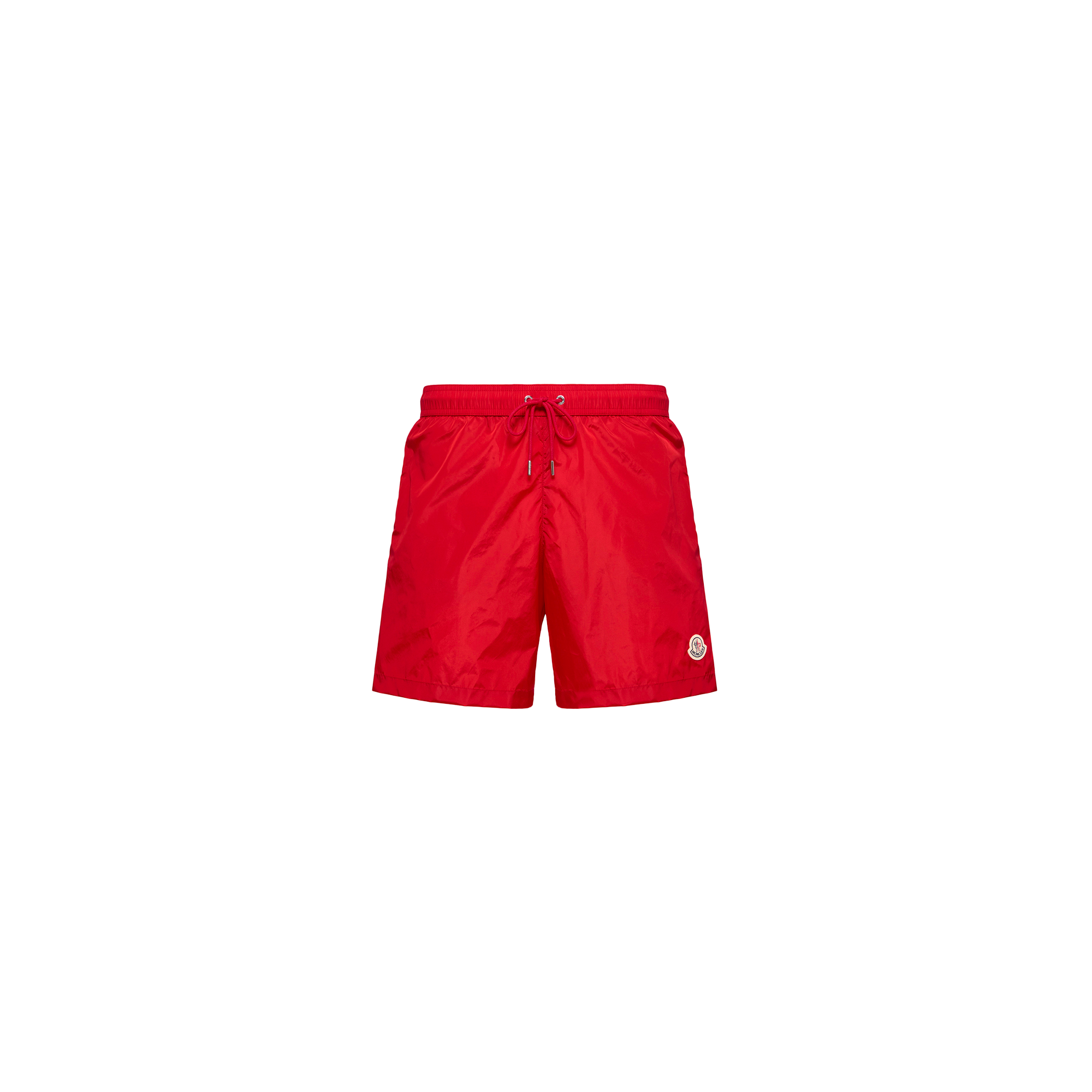 Moncler   Logo Patch Swim Shorts for Men in Red, Size: M