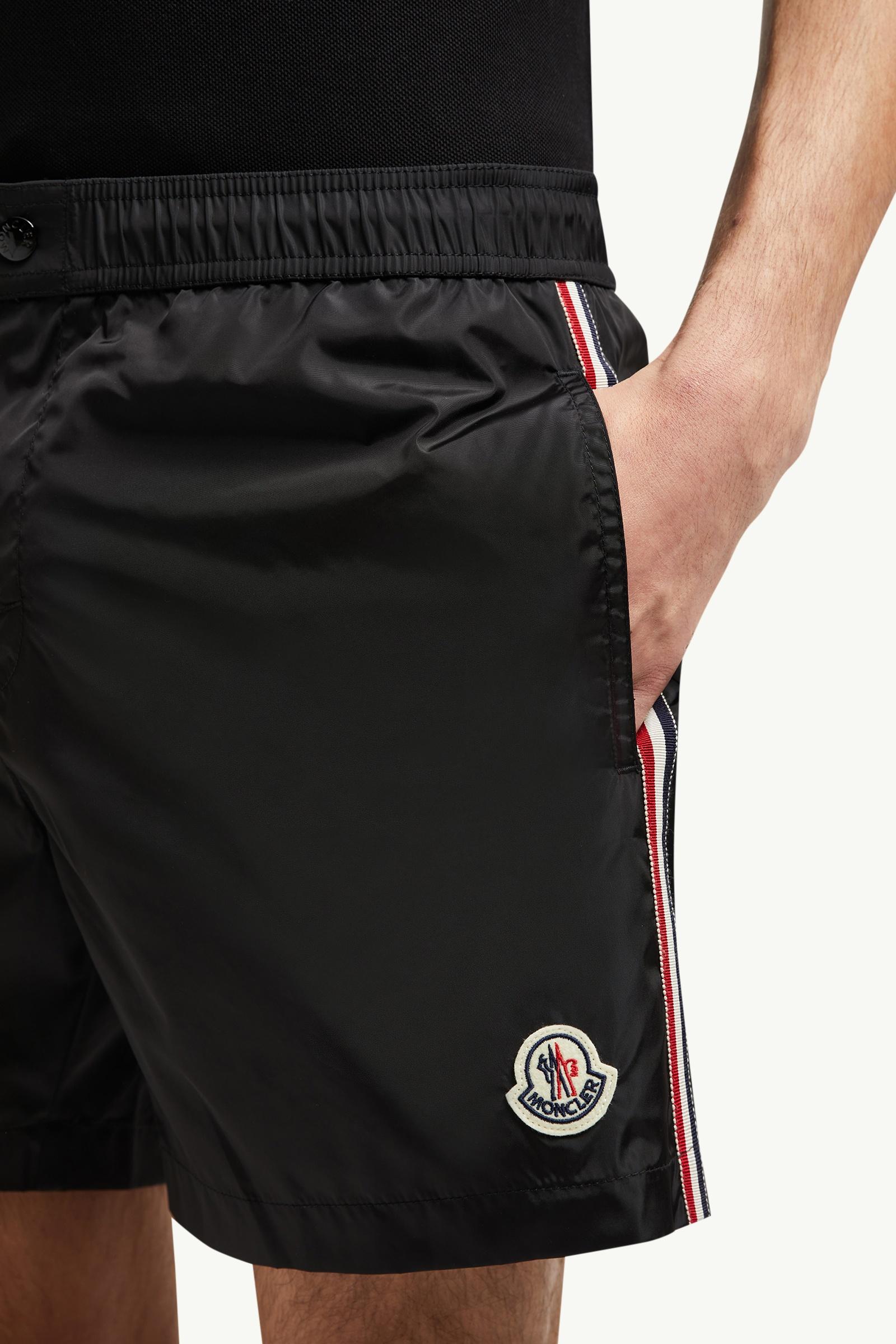 Black Tricolour-Trimmed Swim Shorts - Swimwear for Men | Moncler AU