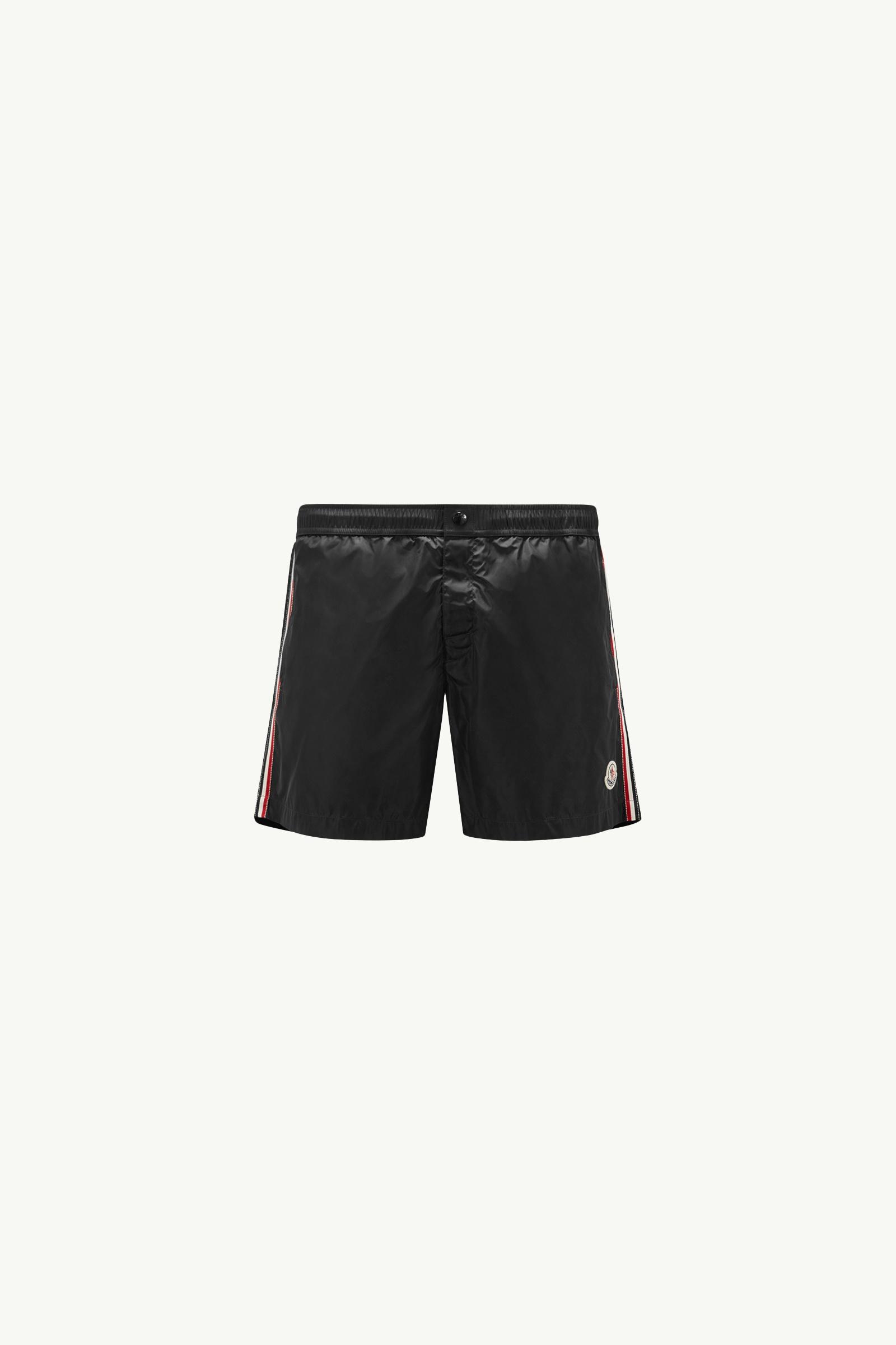 Black Tricolour-Trimmed Swim Shorts - Swimwear for Men | Moncler AU