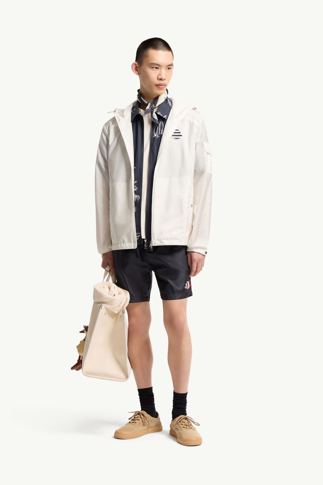 男士标识贴片游泳短裤 男士 海军蓝色 Moncler 0