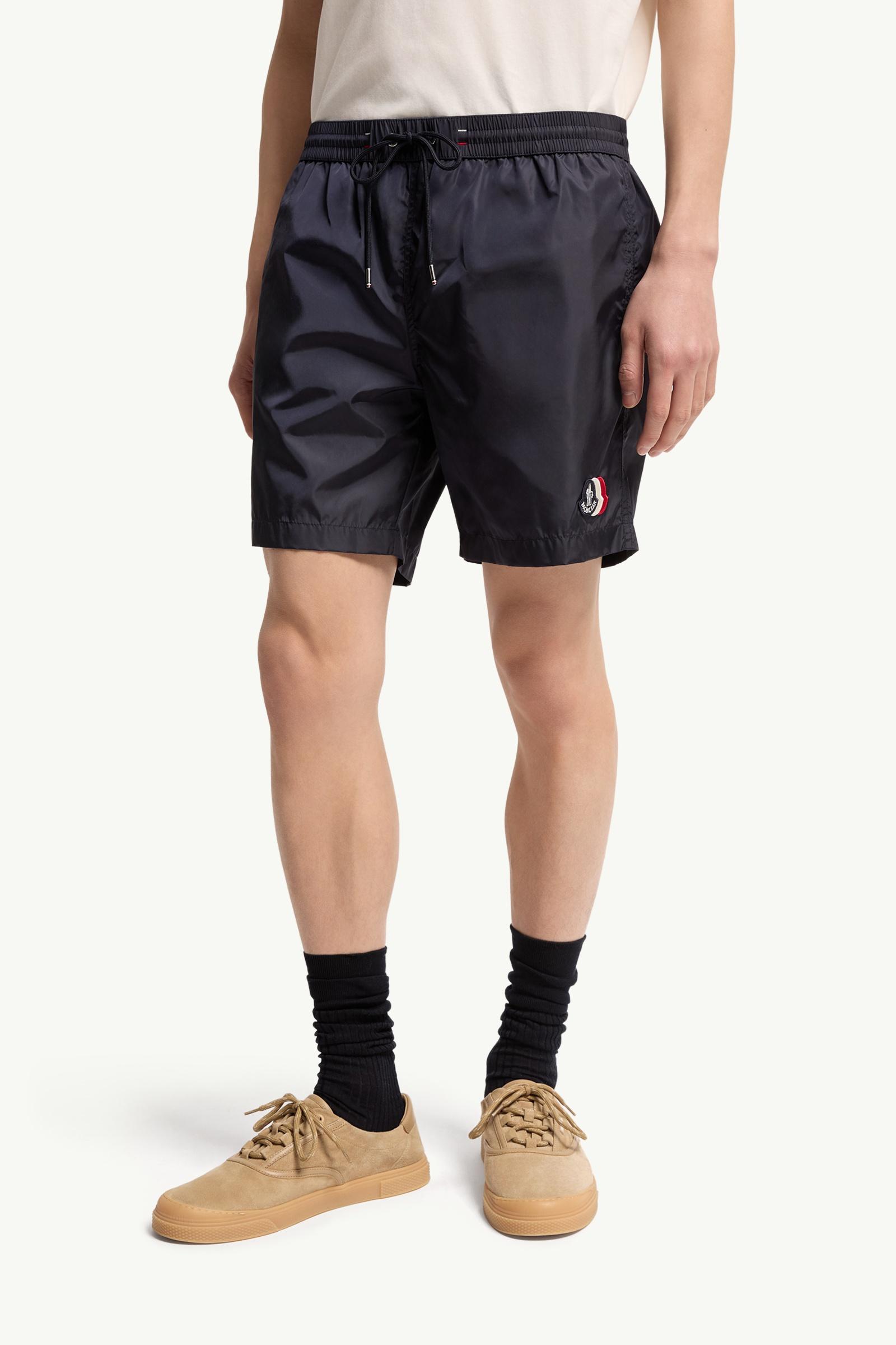 Navy Blue Logo Patch Swim Shorts - Swimwear for Men | Moncler US