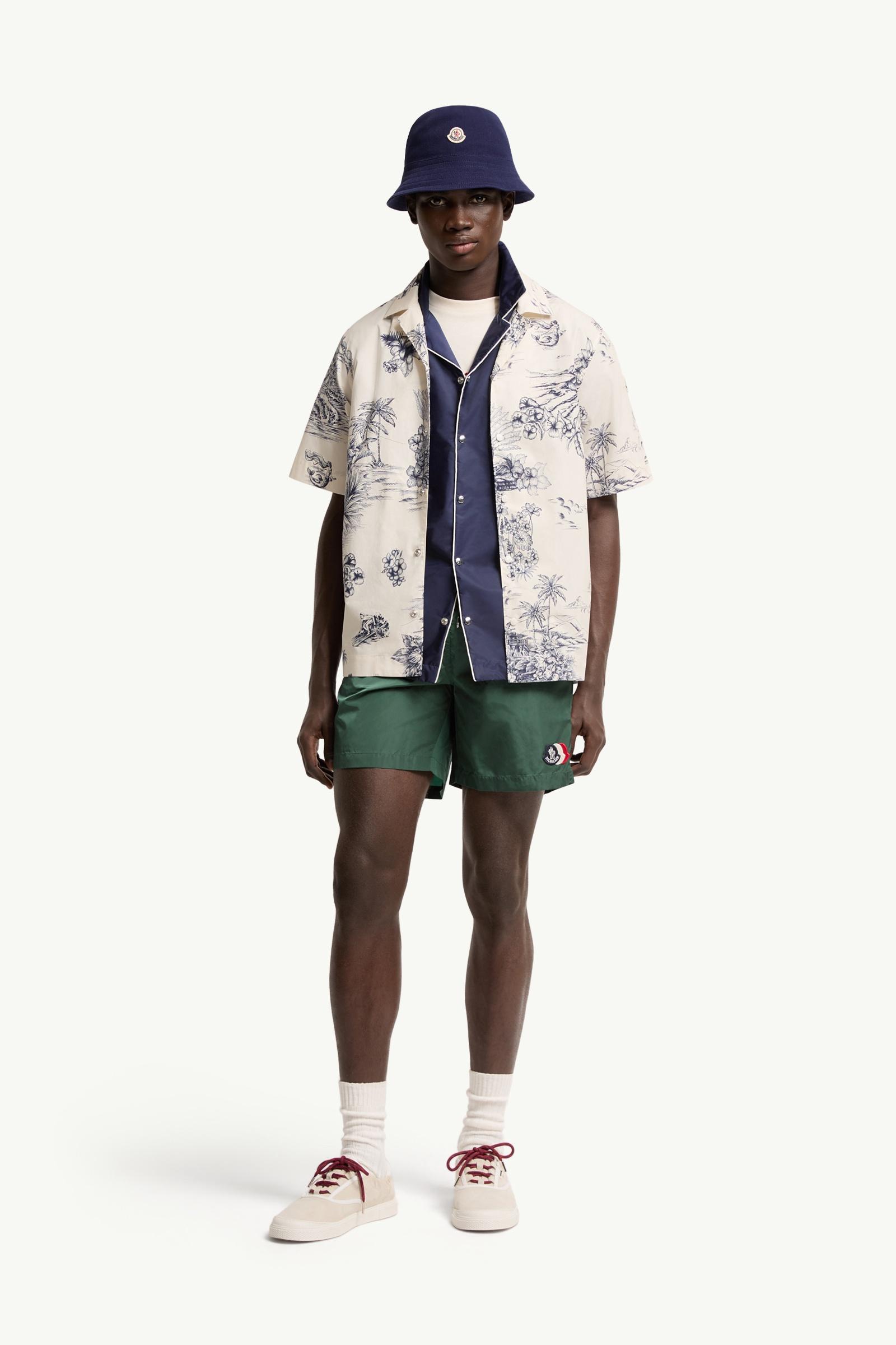 Emerald Green Logo Patch Swim Shorts - Swimwear for Men | Moncler US