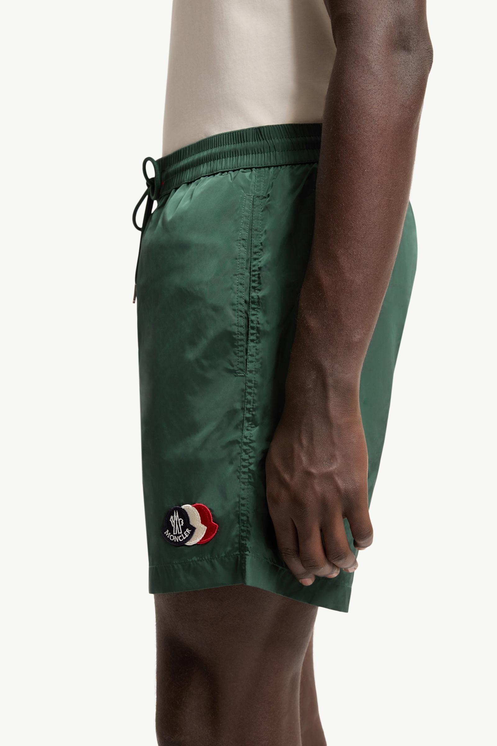 Emerald Green Logo Patch Swim Shorts - Swimwear for Men | Moncler US