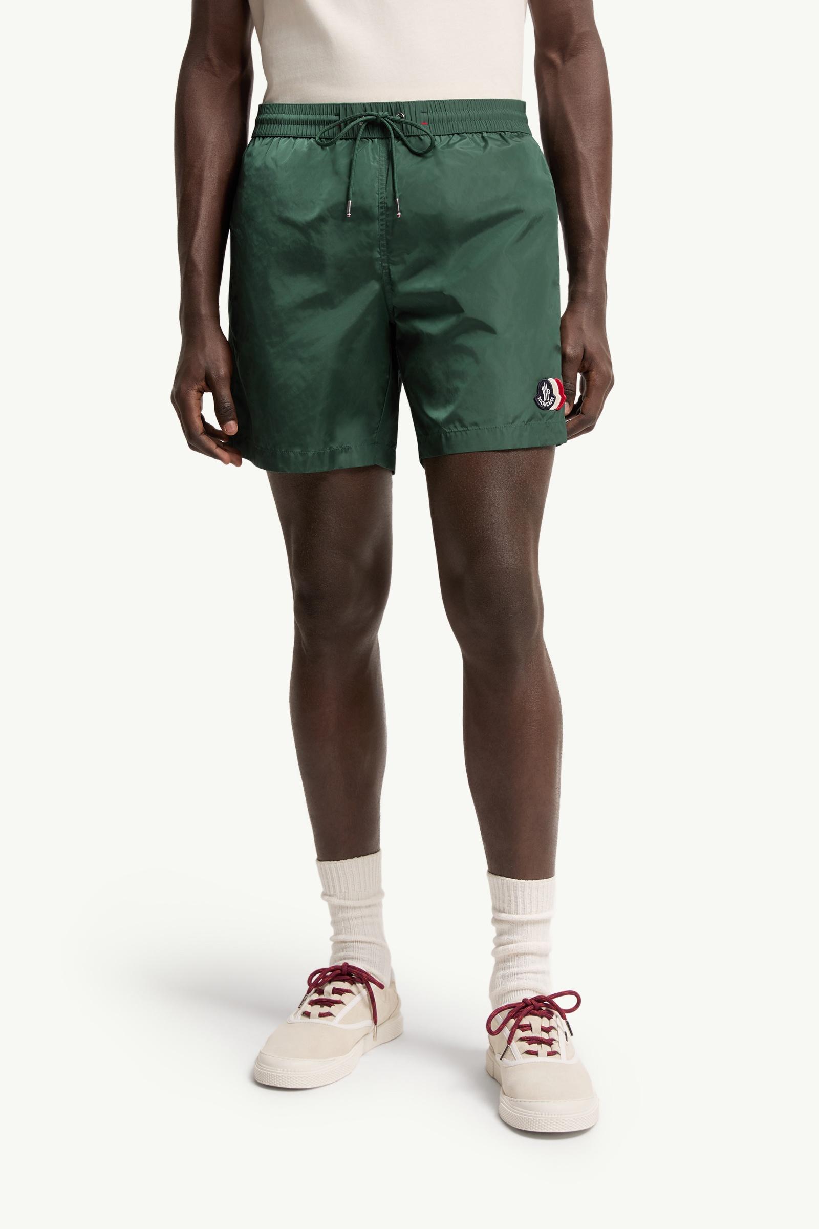 Emerald Green Logo Patch Swim Shorts - Swimwear for Men | Moncler US