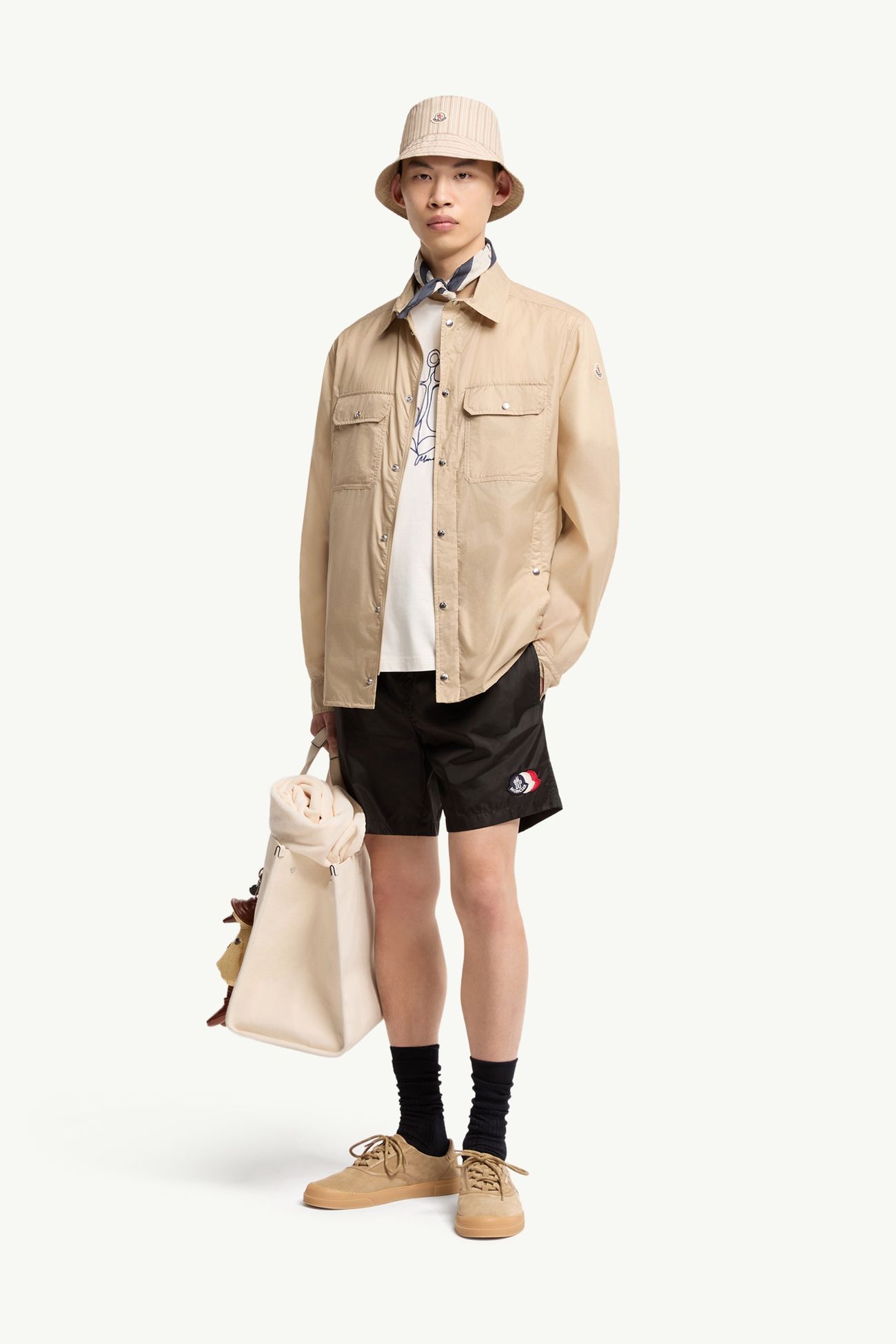 男士标识贴片游泳短裤 男士 黑色 Moncler 0