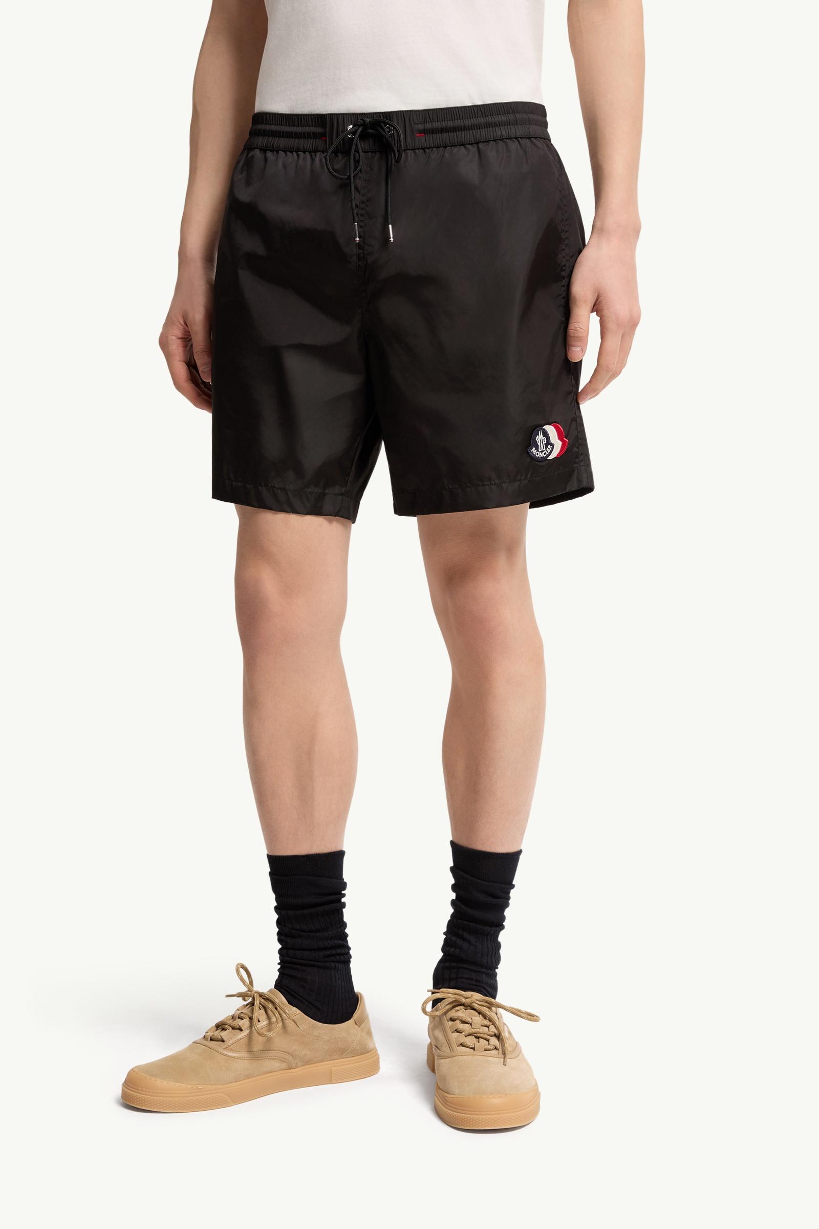 Black Logo Patch Swim Shorts - Swimwear for Men | Moncler US