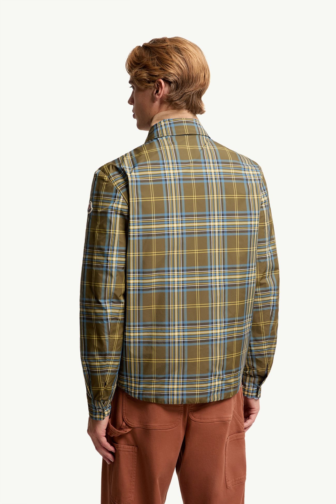 Monogram Checked Shirt Jacket Men Sky Blue & Olive Green Moncler 4