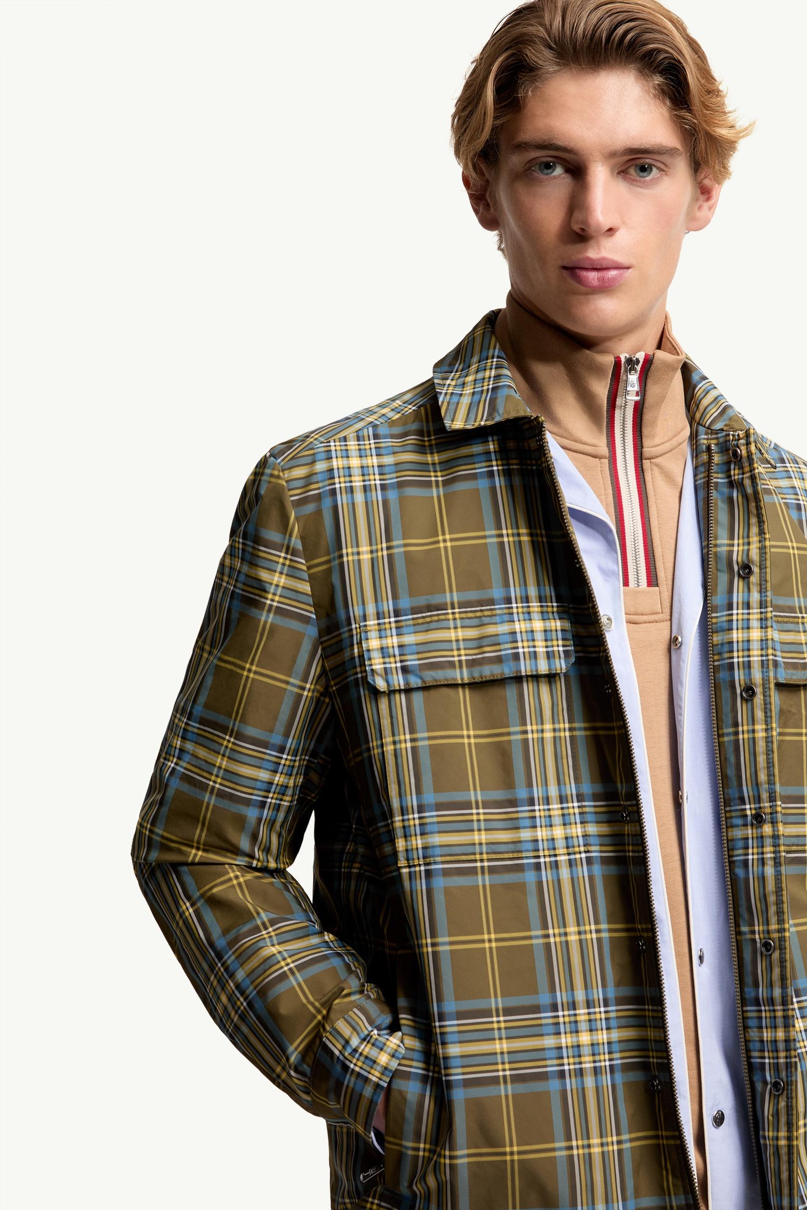 MORGAN☆華やかチェックジャケット モルガン Sky Blue & Olive Green Monogram Checked Shirt Jacket - Shirt