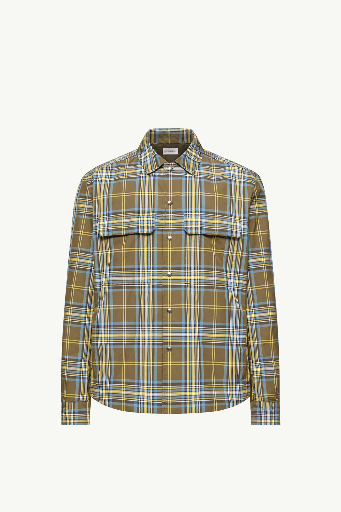 Surchemise à carreaux et monogramme Hommes Bleu Ciel & Vert Olive Moncler 2