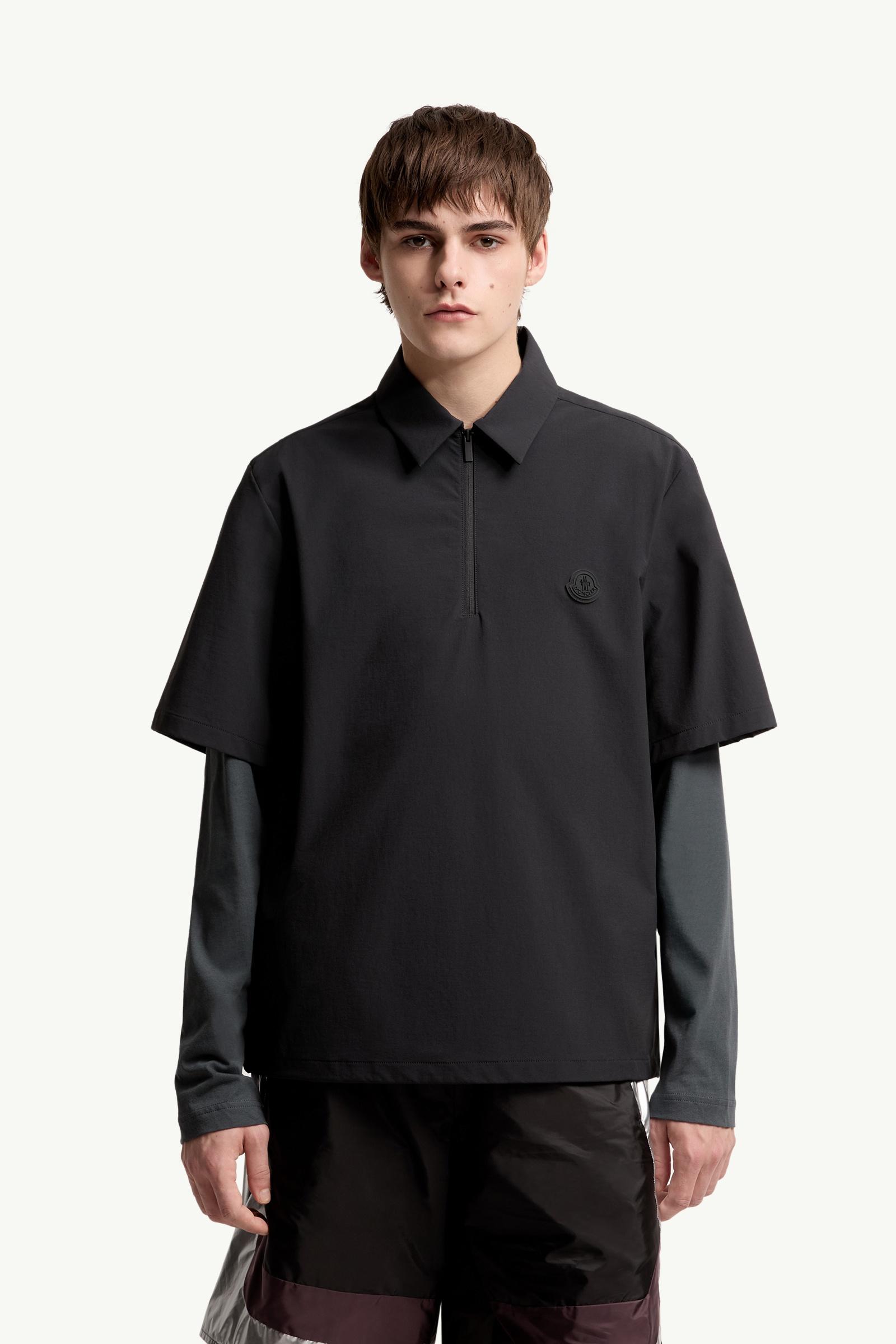 Black Logo Short Sleeve Half-Zip Shirt - Shirts for Men | Moncler US