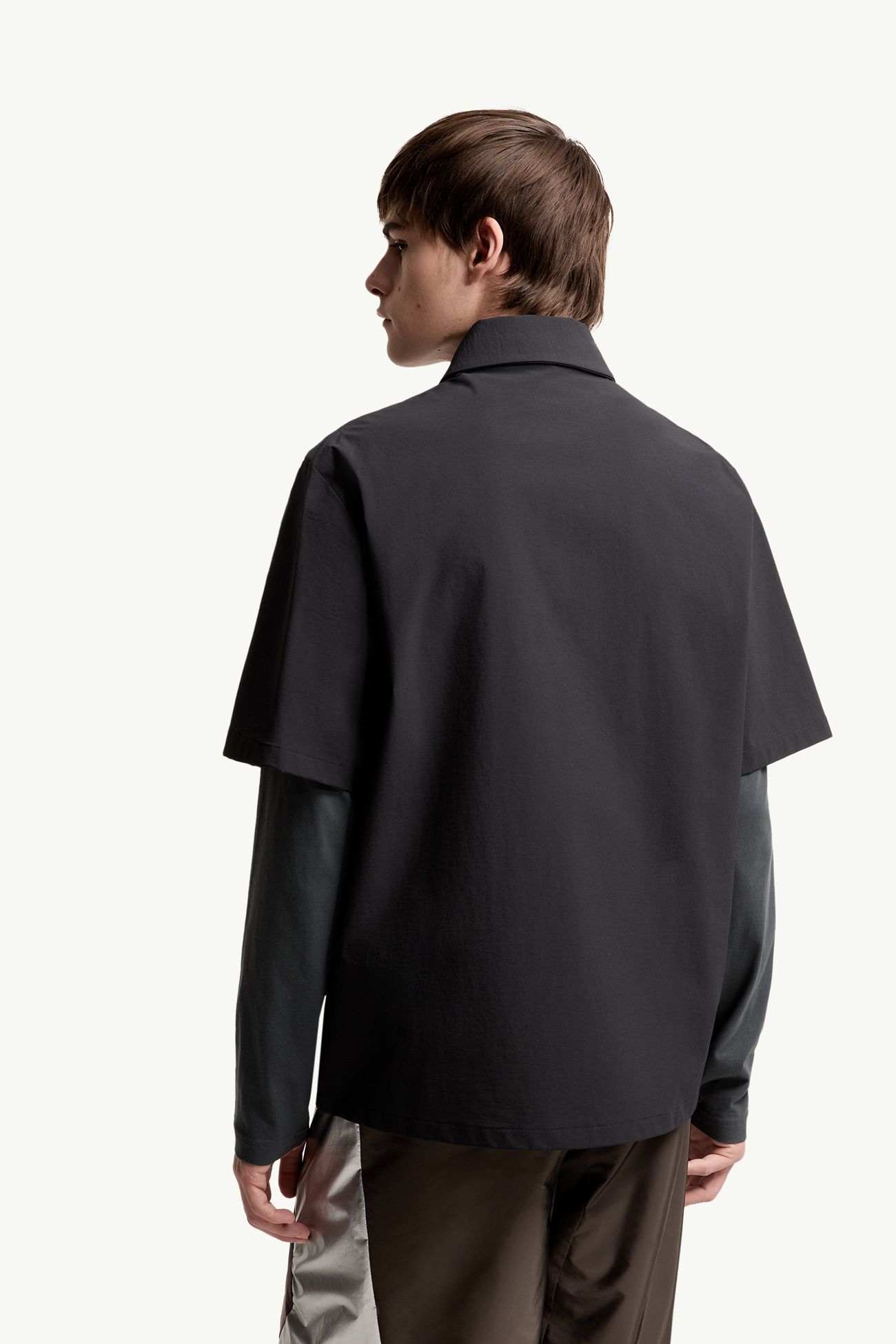 Chemise semi-zippée à manches courtes et logo Hommes Noir Moncler 4