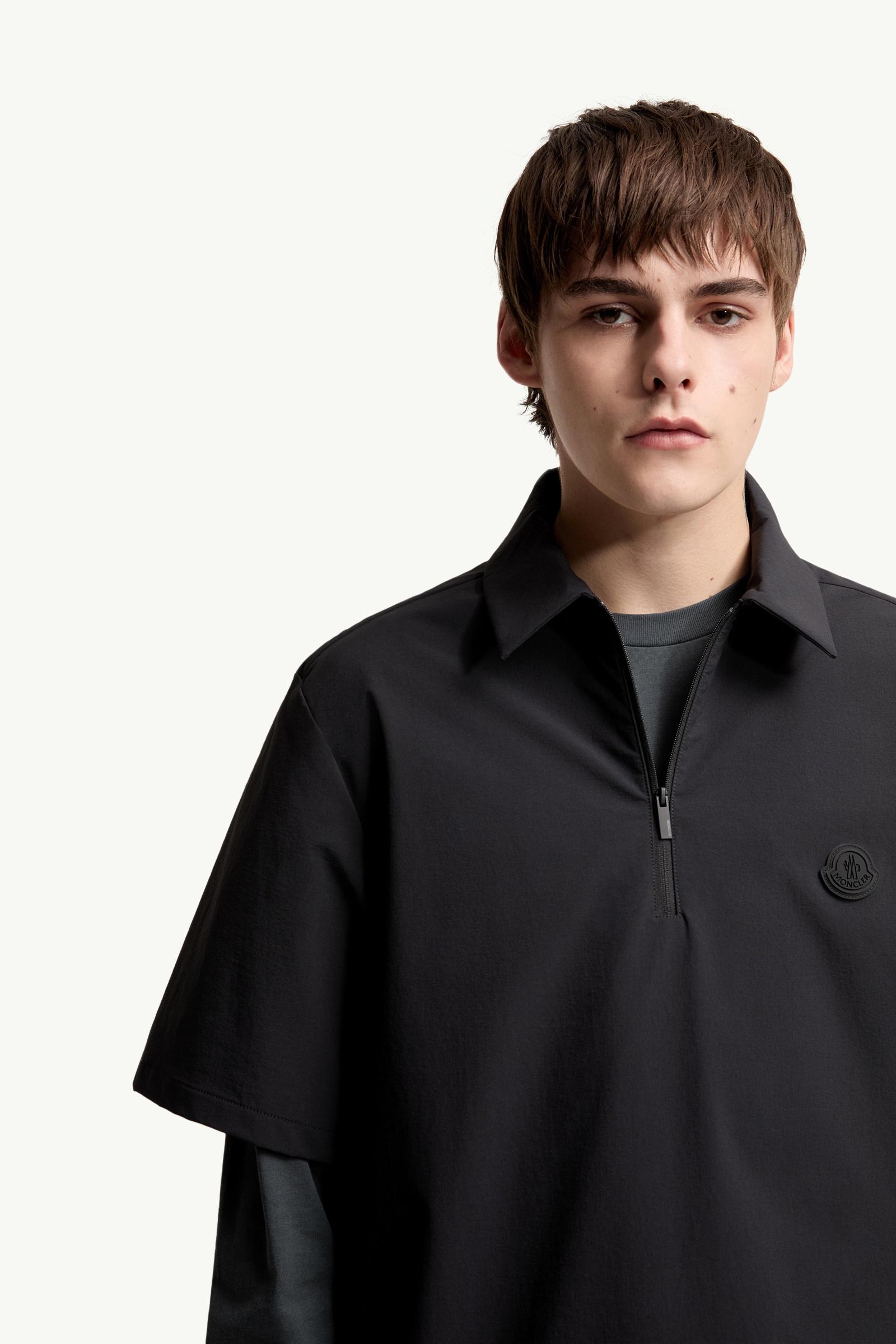 Black Logo Short Sleeve Half-Zip Shirt - Shirts for Men | Moncler US