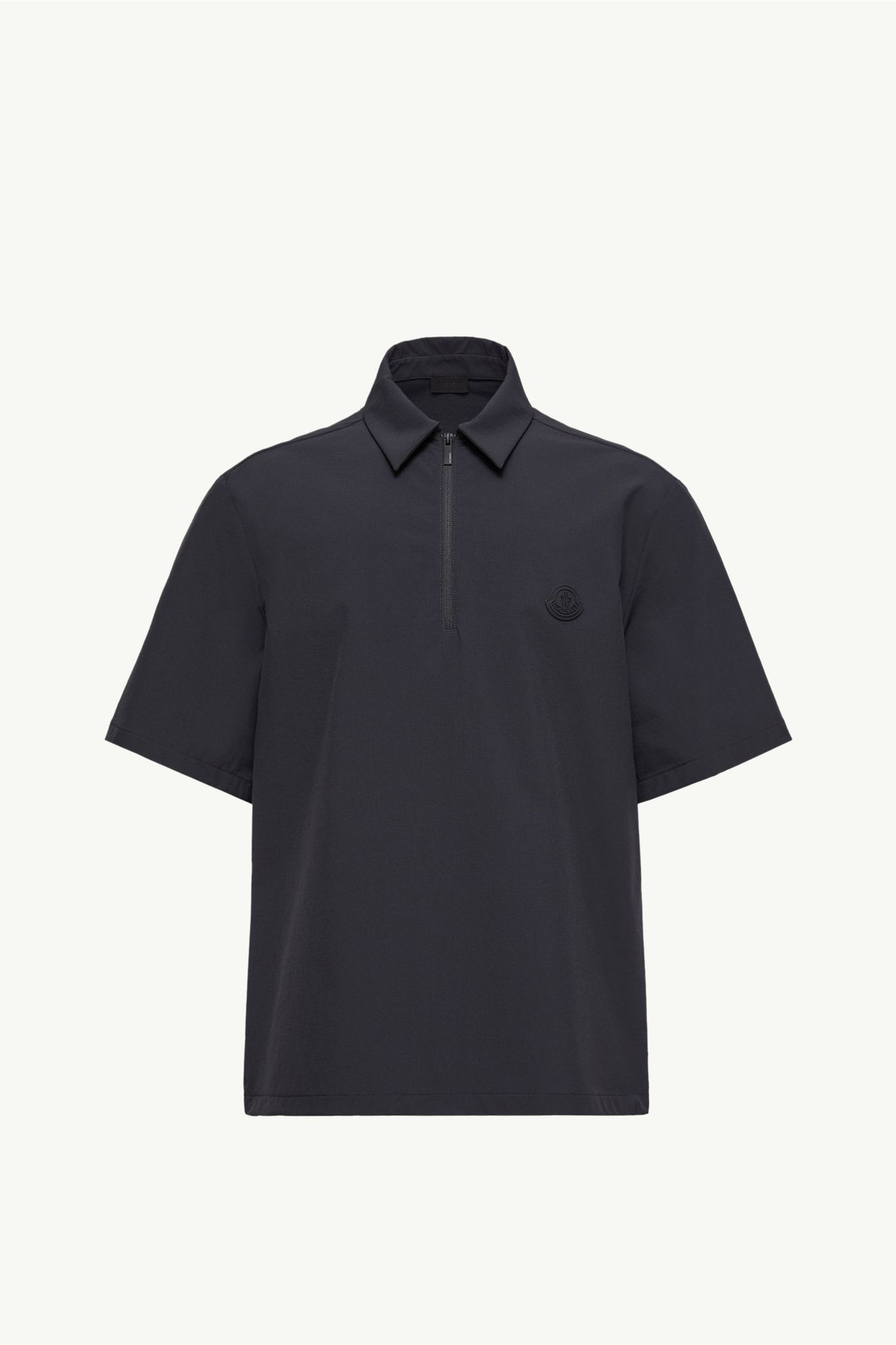 Logo Short Sleeve Half-Zip Shirt Men Black Moncler 2