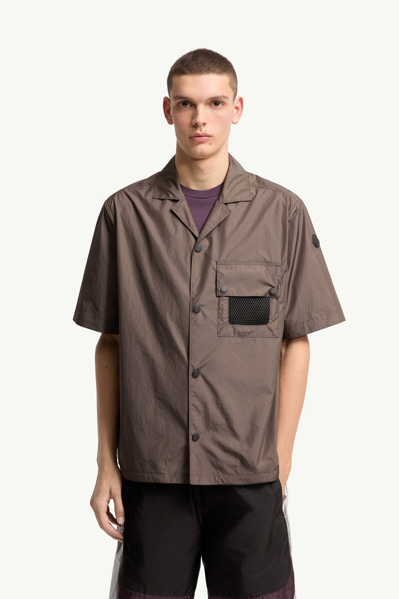 Logo Short Sleeve Shirt Men Brown Moncler 3