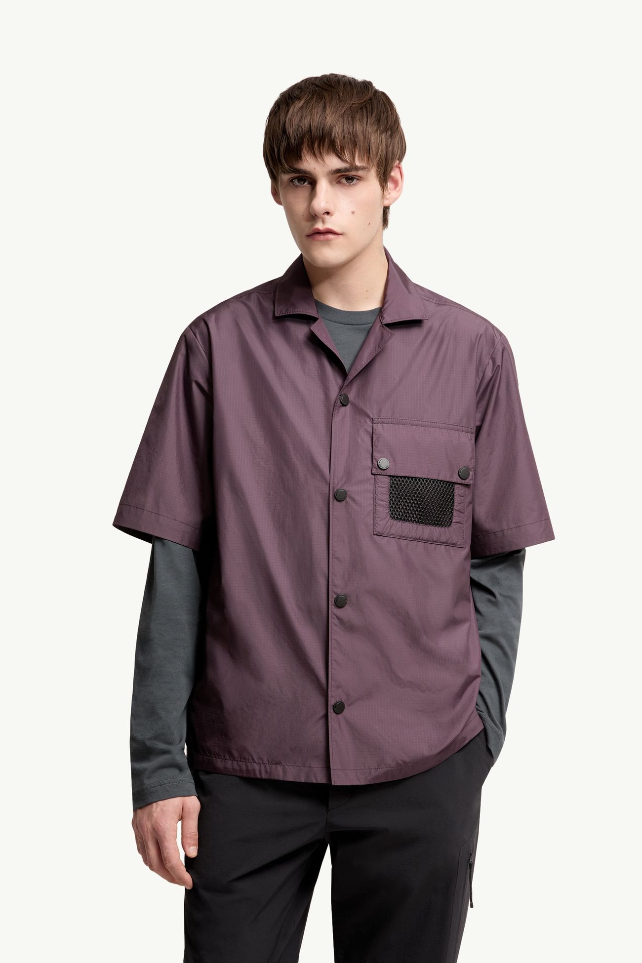 Kurzarmshirt mit Logo Herren Traubenrot Moncler 3